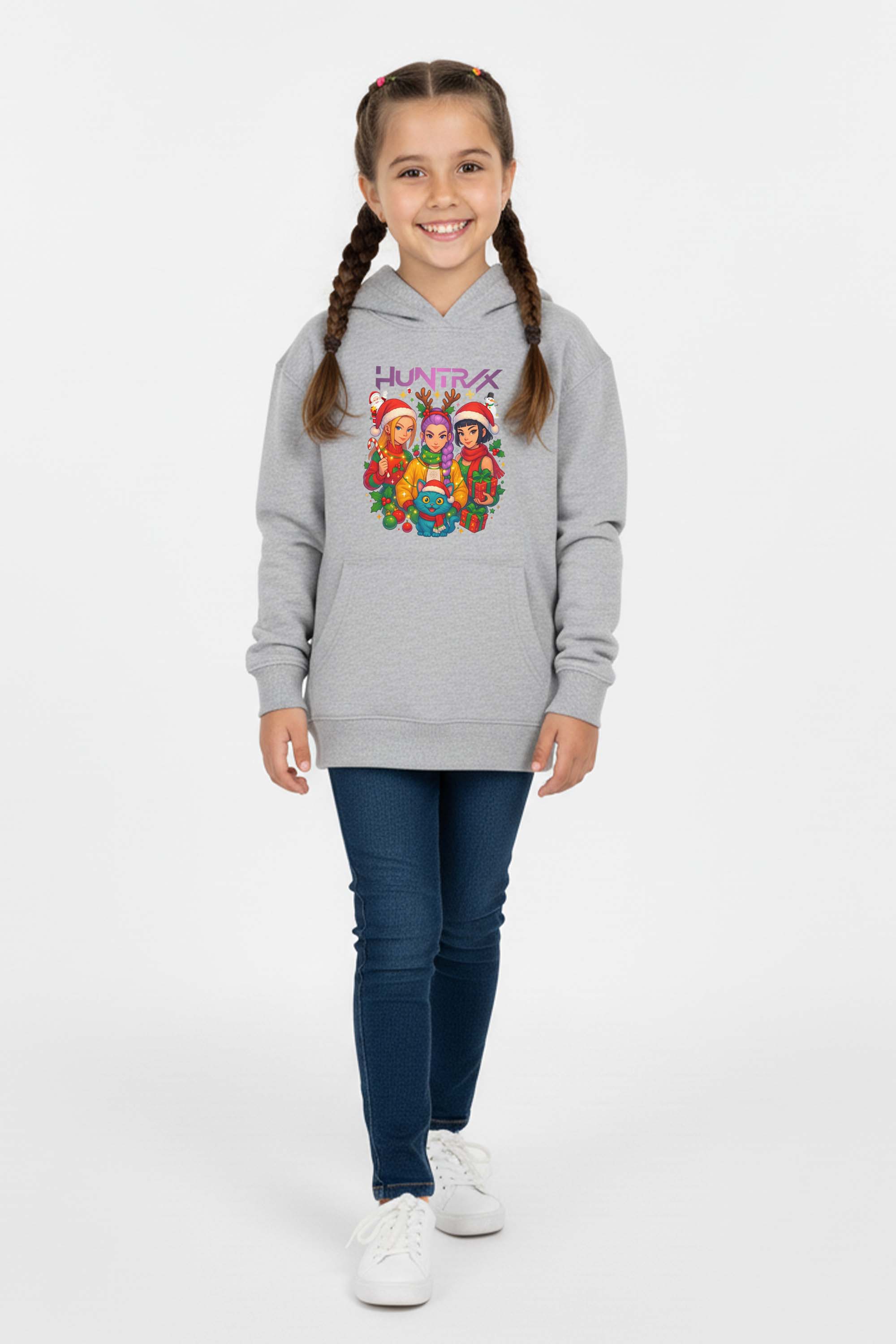 Kids K-Pop Christmas Squad Graphic Printed Hoodie