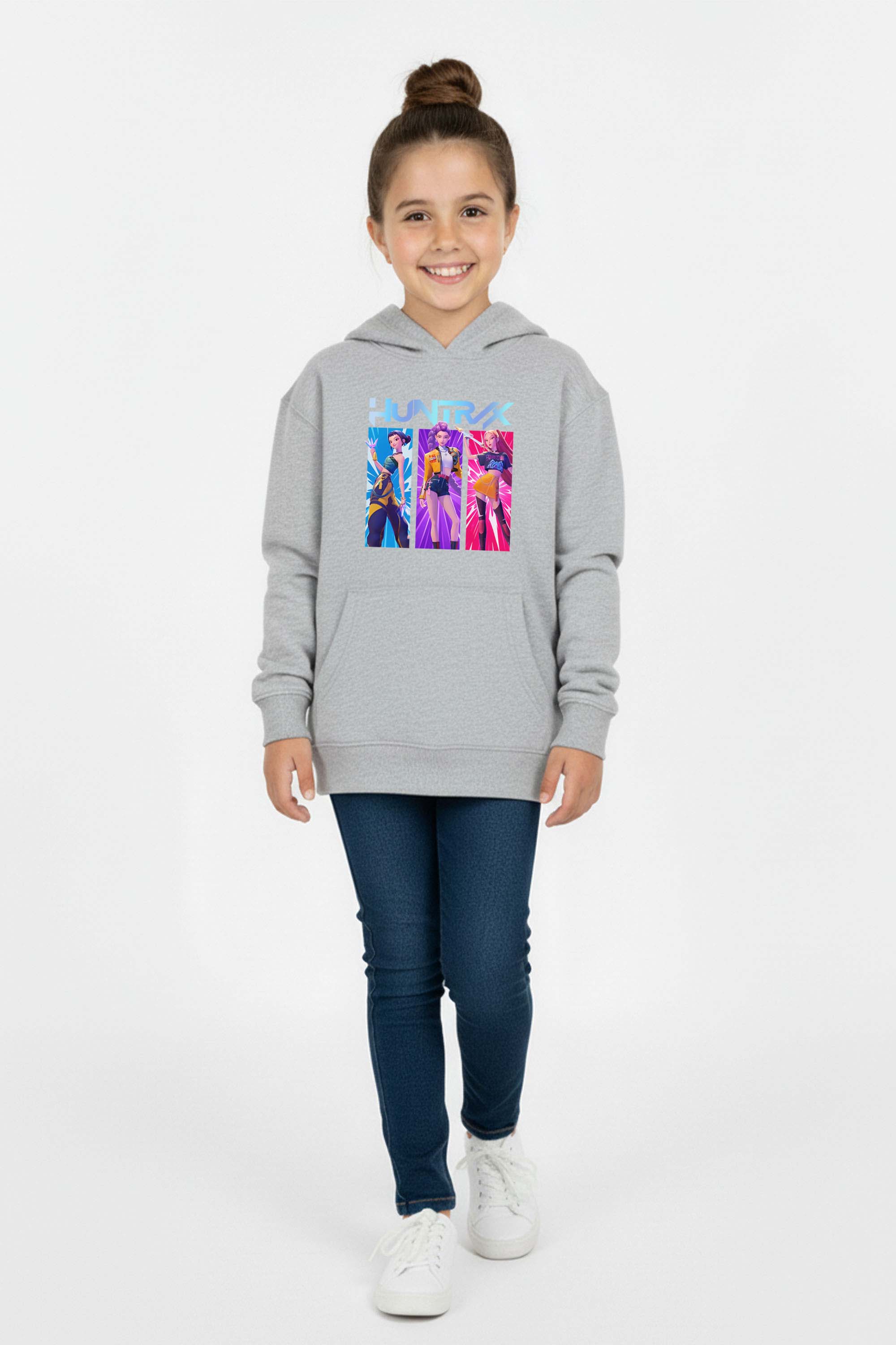 Kids K-Pop Girl Trio Graphic Printed Hoodie