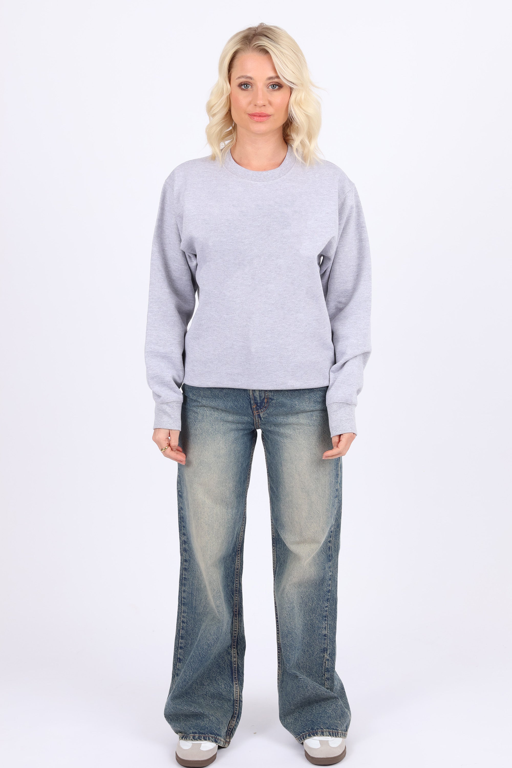 Basic Crew Neck Plain Sweatshirt