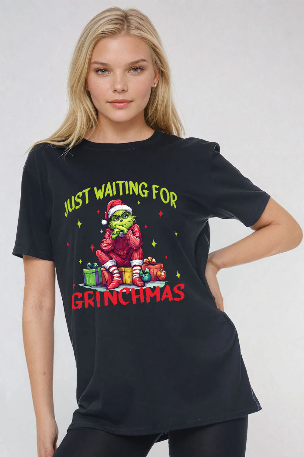 Just Waiting for the Christmas Printed T-Shirt