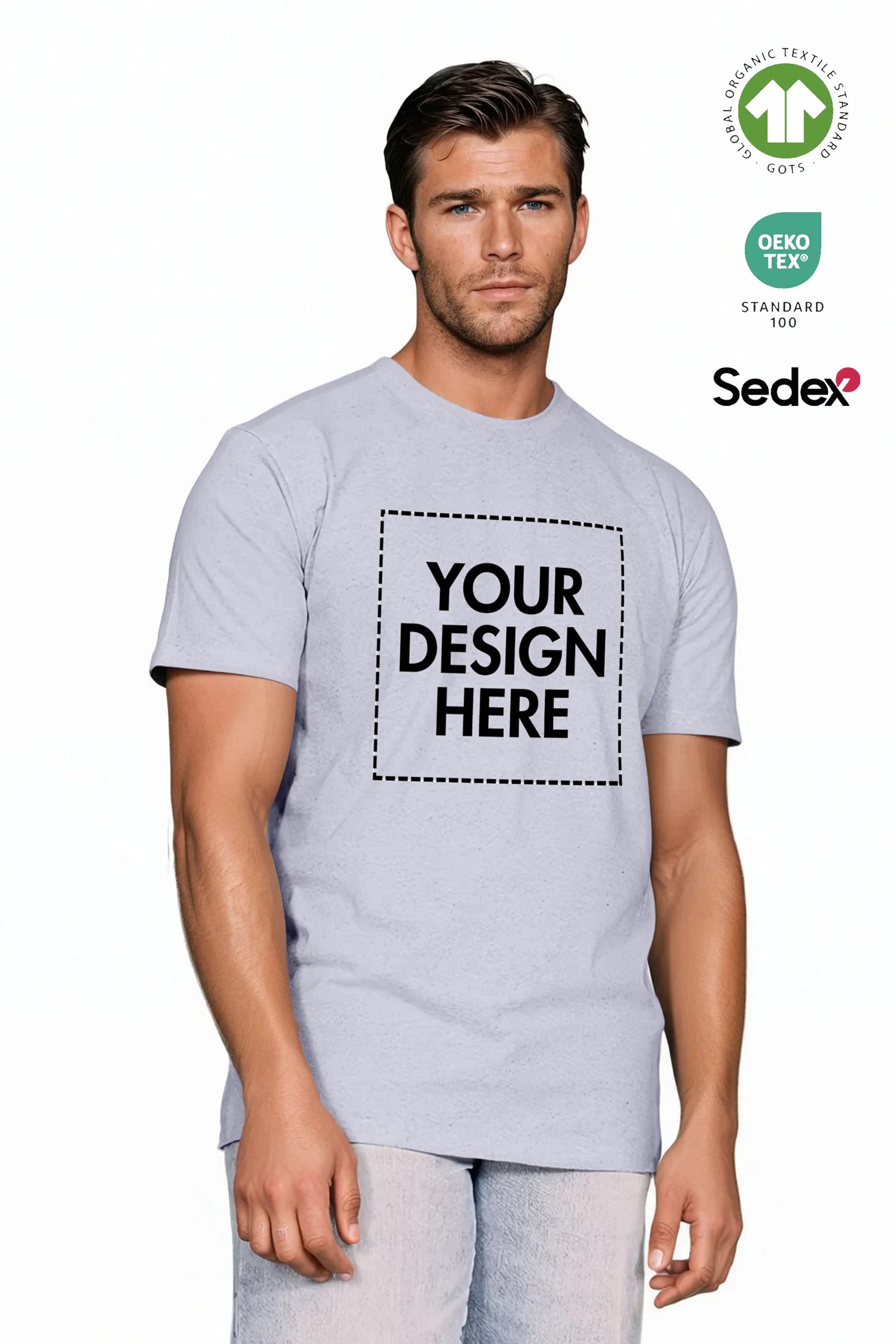 220GSM Unisex Custom Printed Organic Regular Fit T-shirt
