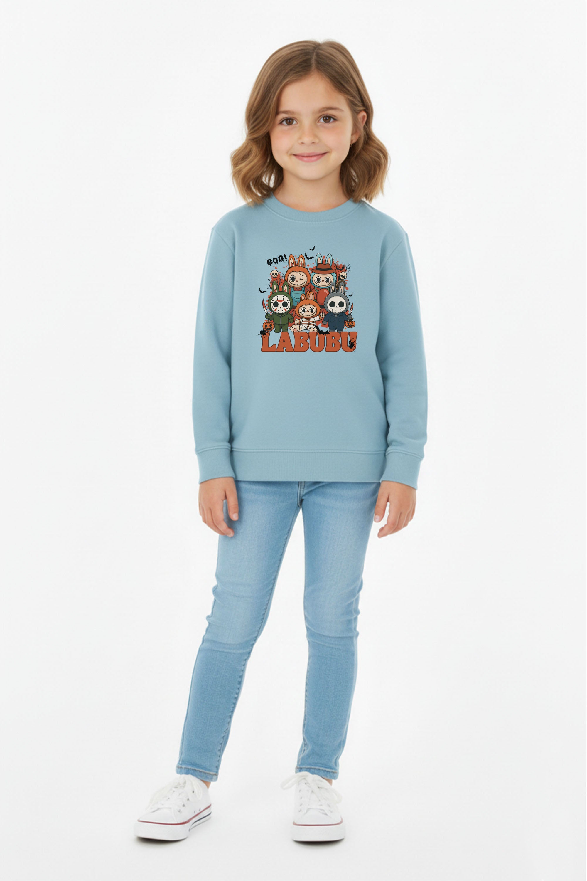 Kids Halloween Boo Labubu Printed Sweatshirt