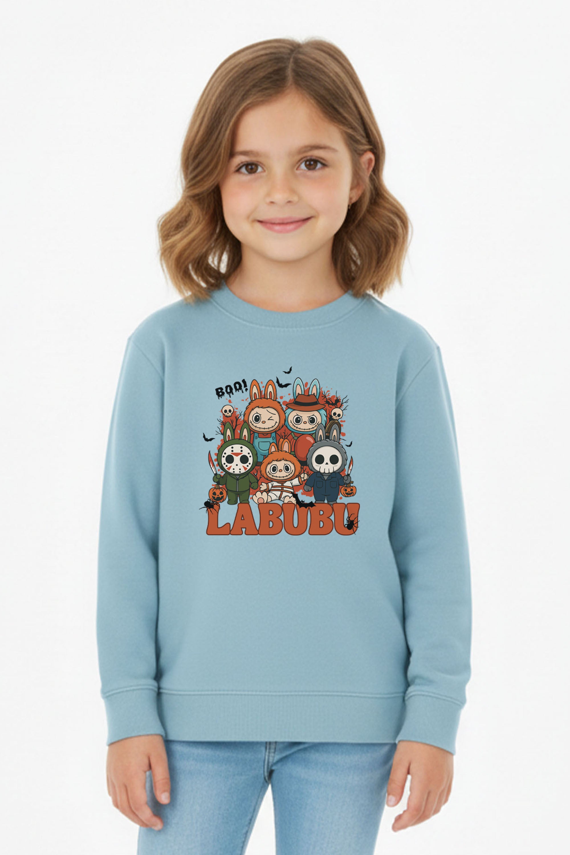Kids Halloween Boo Labubu Printed Sweatshirt