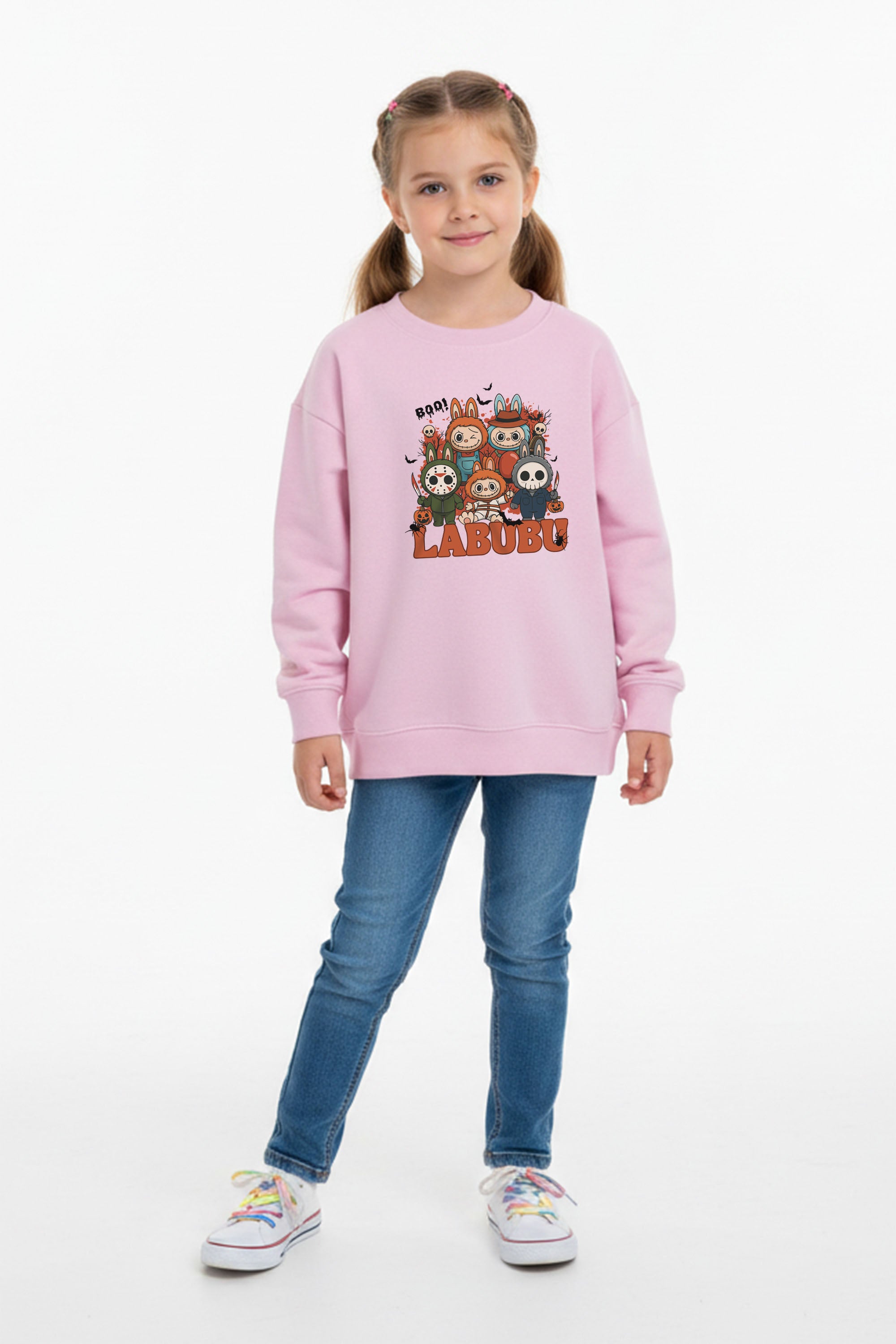 Kids Halloween Boo Labubu Printed Sweatshirt