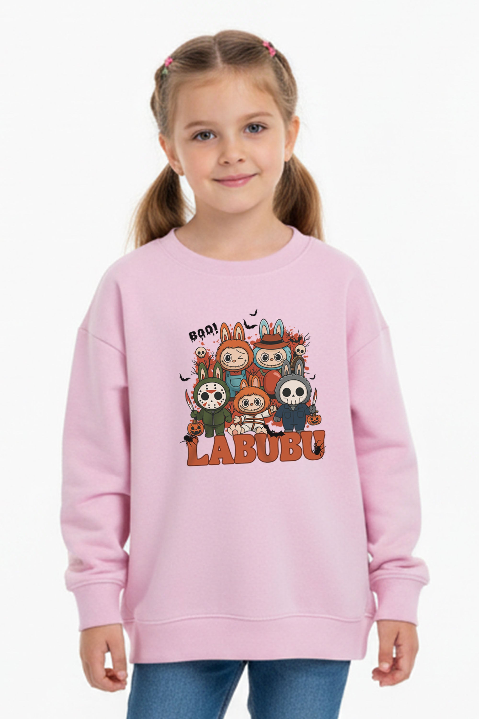 Kids Halloween Boo Labubu Printed Sweatshirt