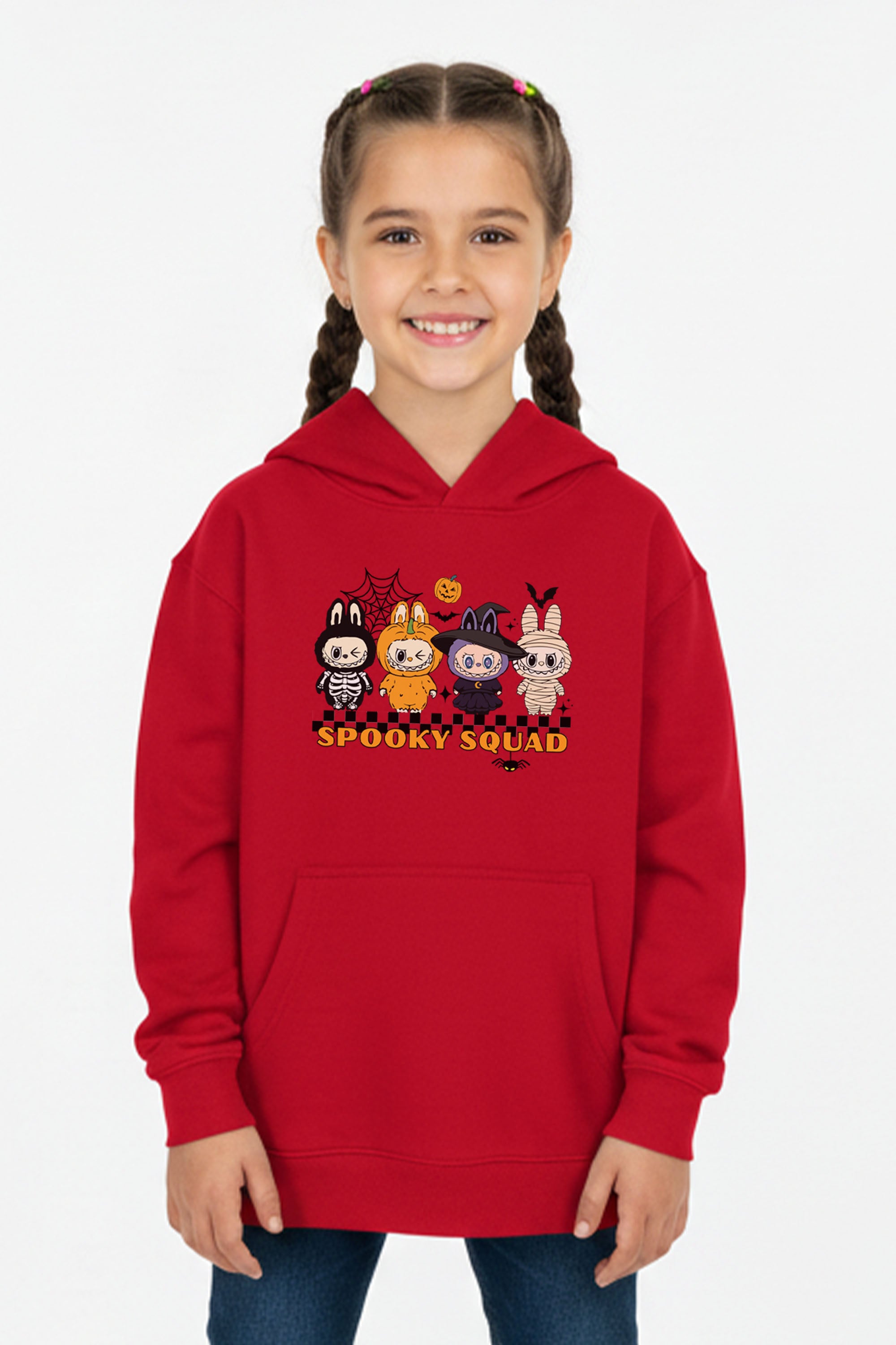 Kids Halloween Spooky Labubu Squad Printed Hoodie