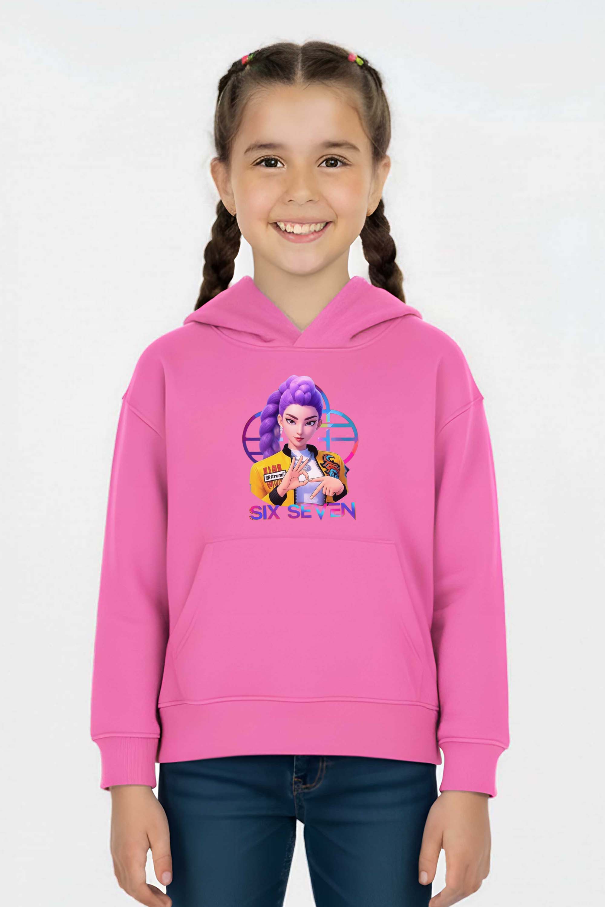 Kids K-Pop Rumi Six Seven Graphic Printed Hoodie
