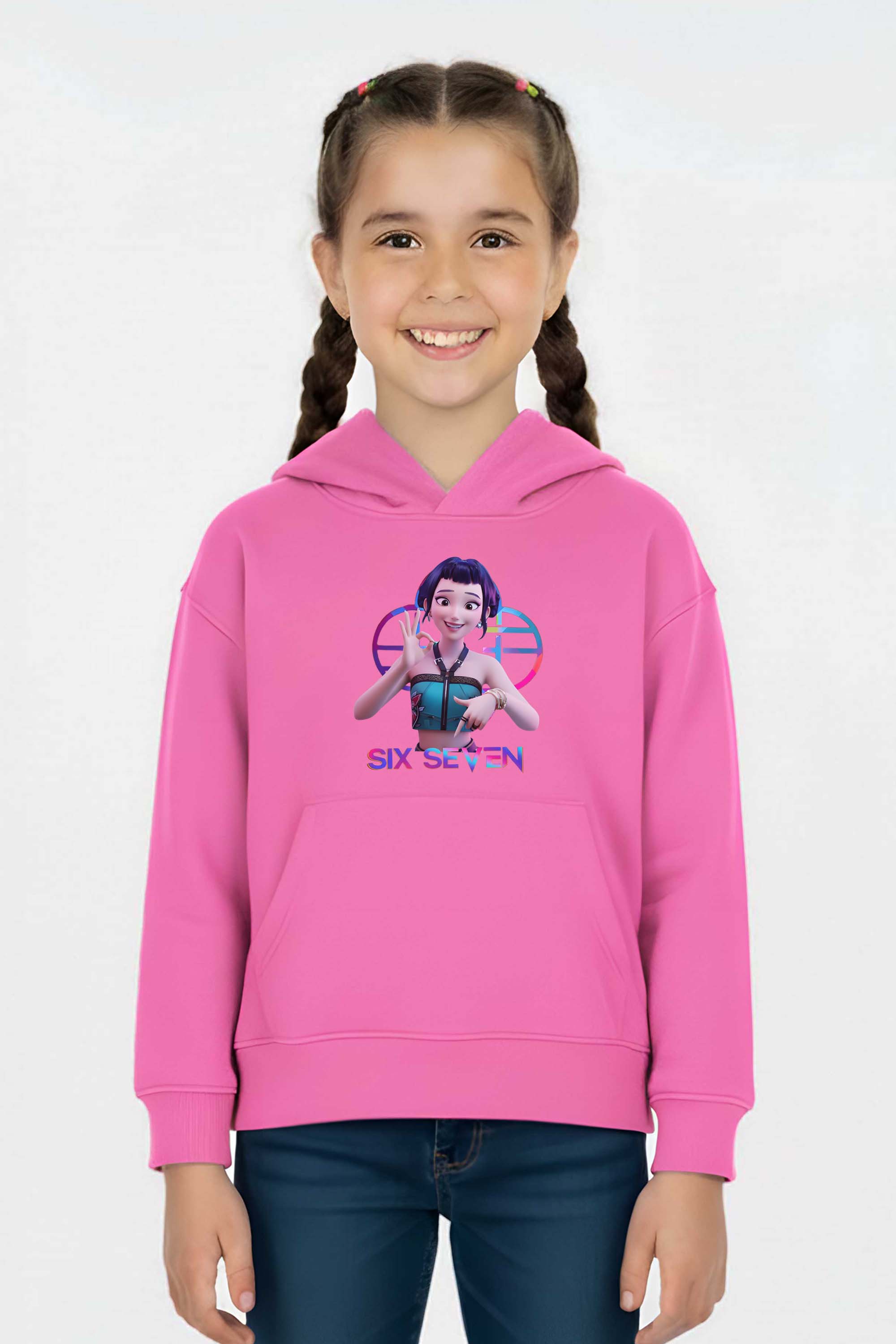 Kids K-Pop Zoey Six Seven Graphic Printed Hoodie