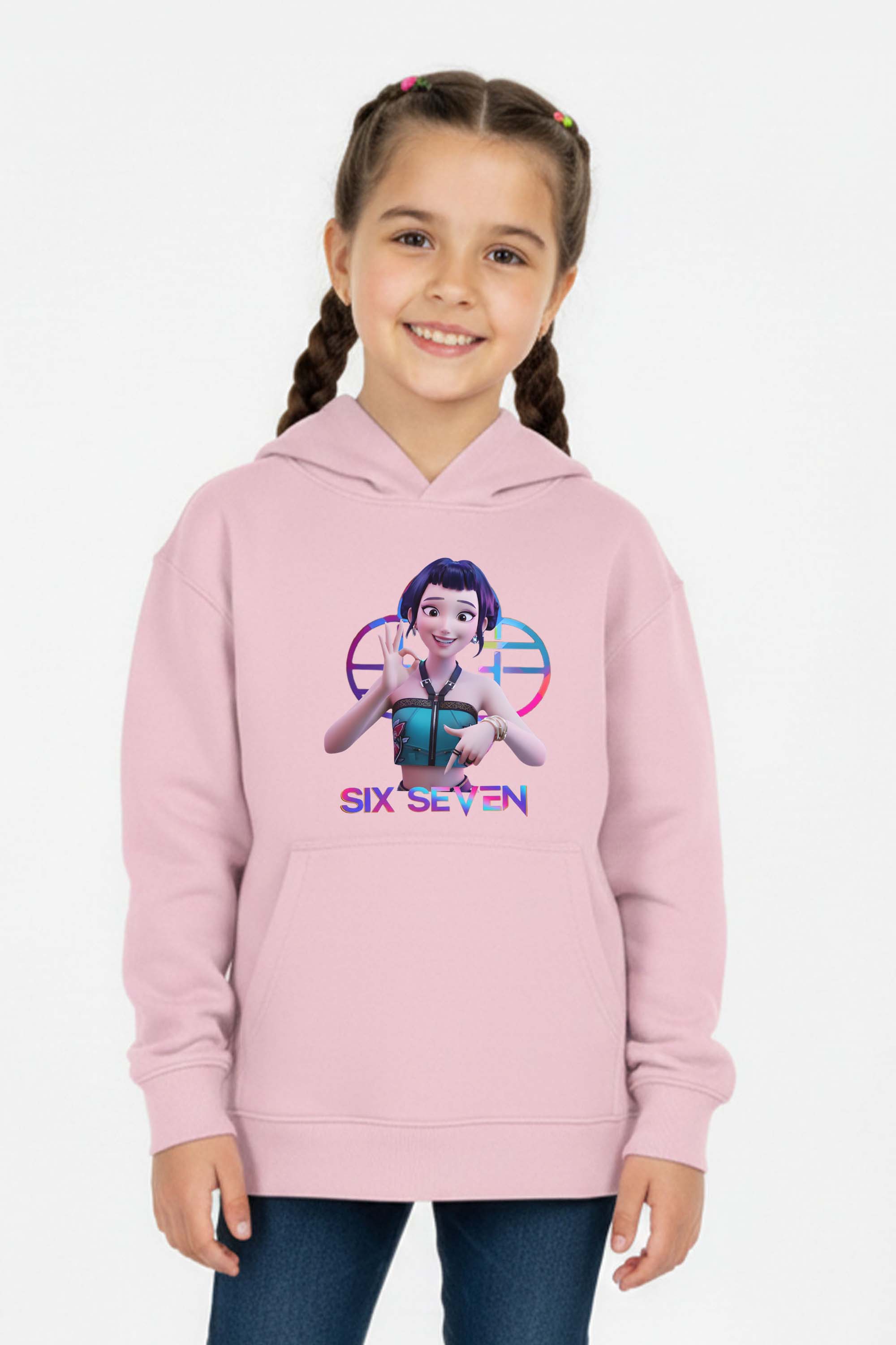 Kids K-Pop Zoey Six Seven Graphic Printed Hoodie