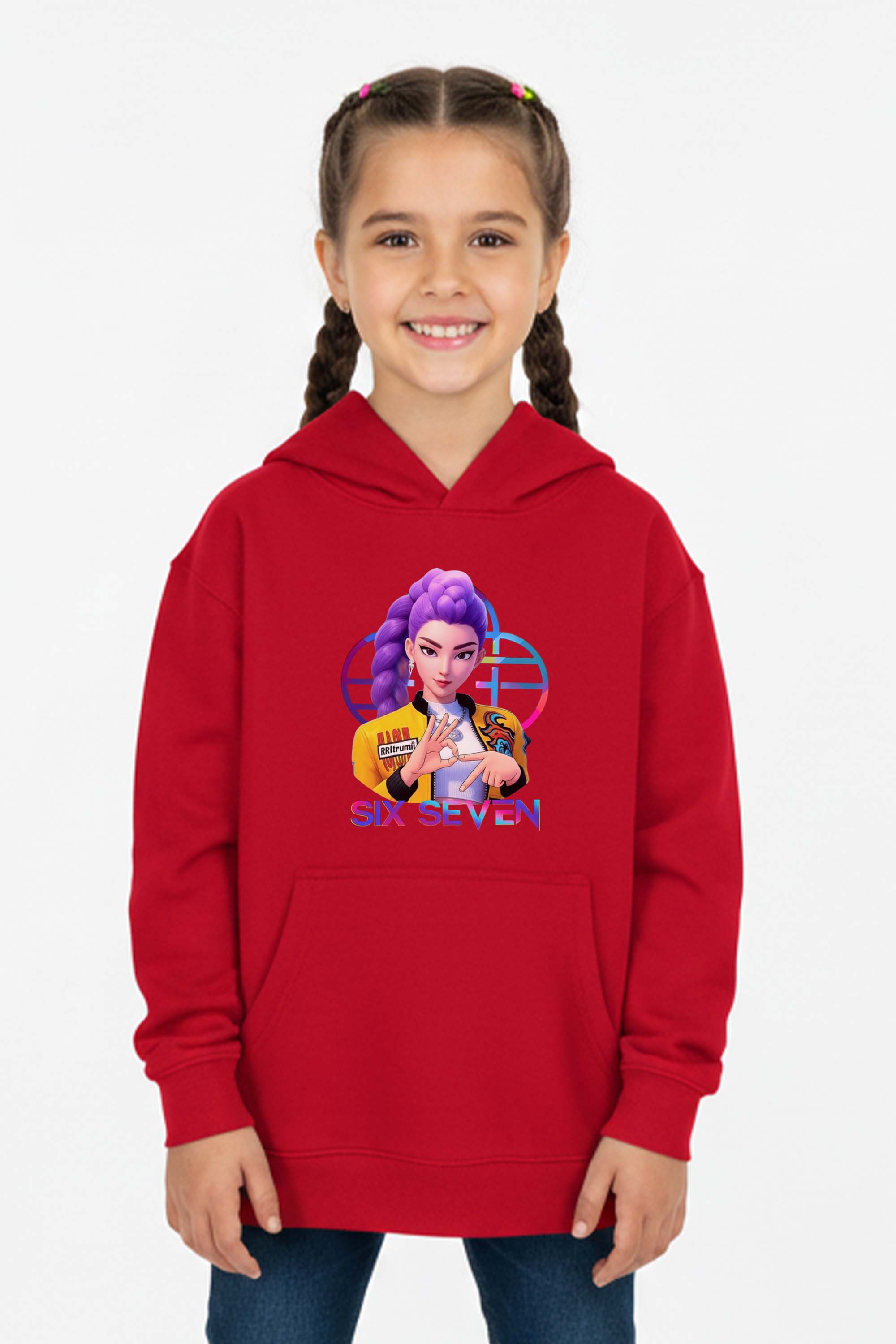 Kids K-Pop Rumi Six Seven Graphic Printed Hoodie