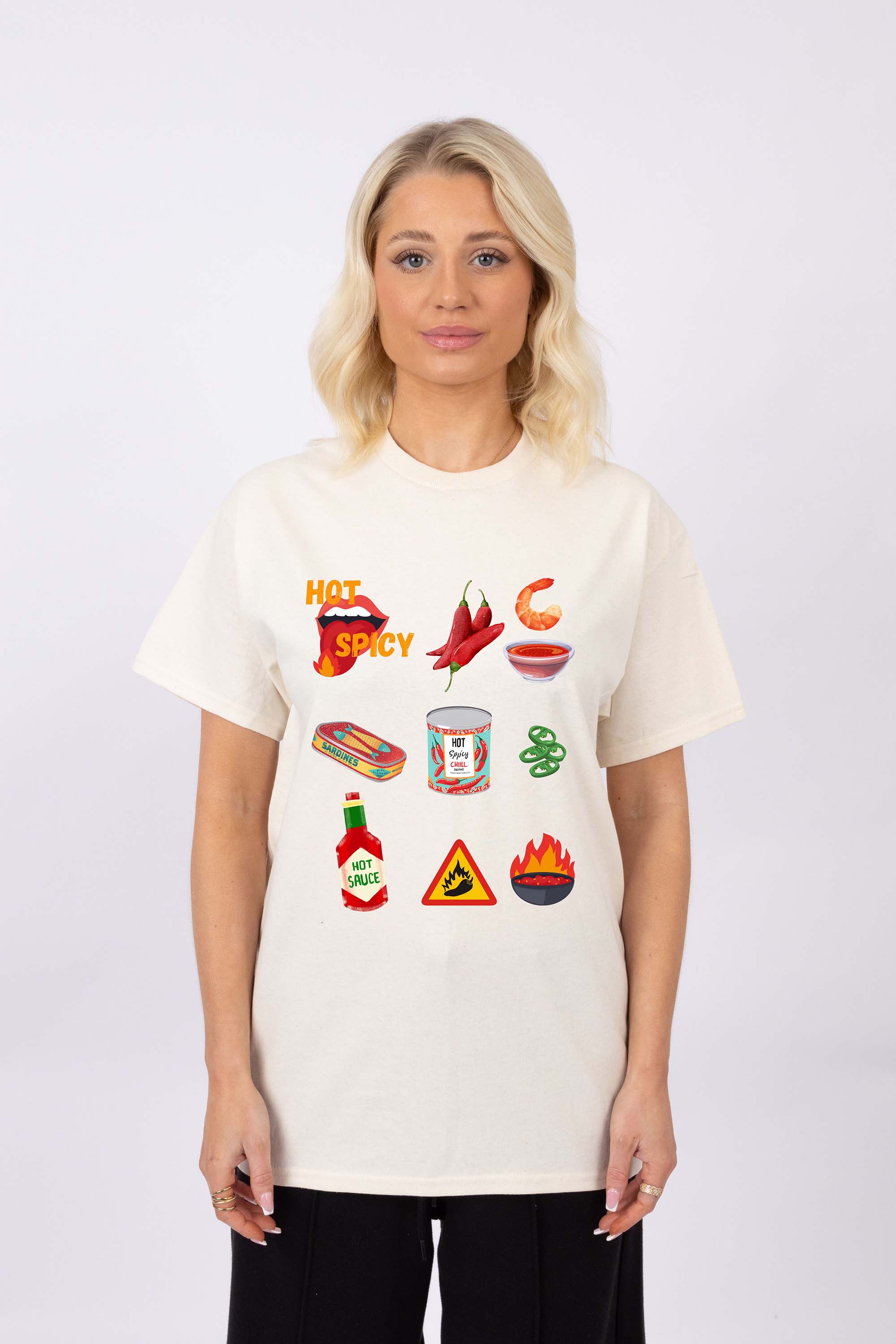 Regular Fit T-shirt in Hot and Spicy Food Print