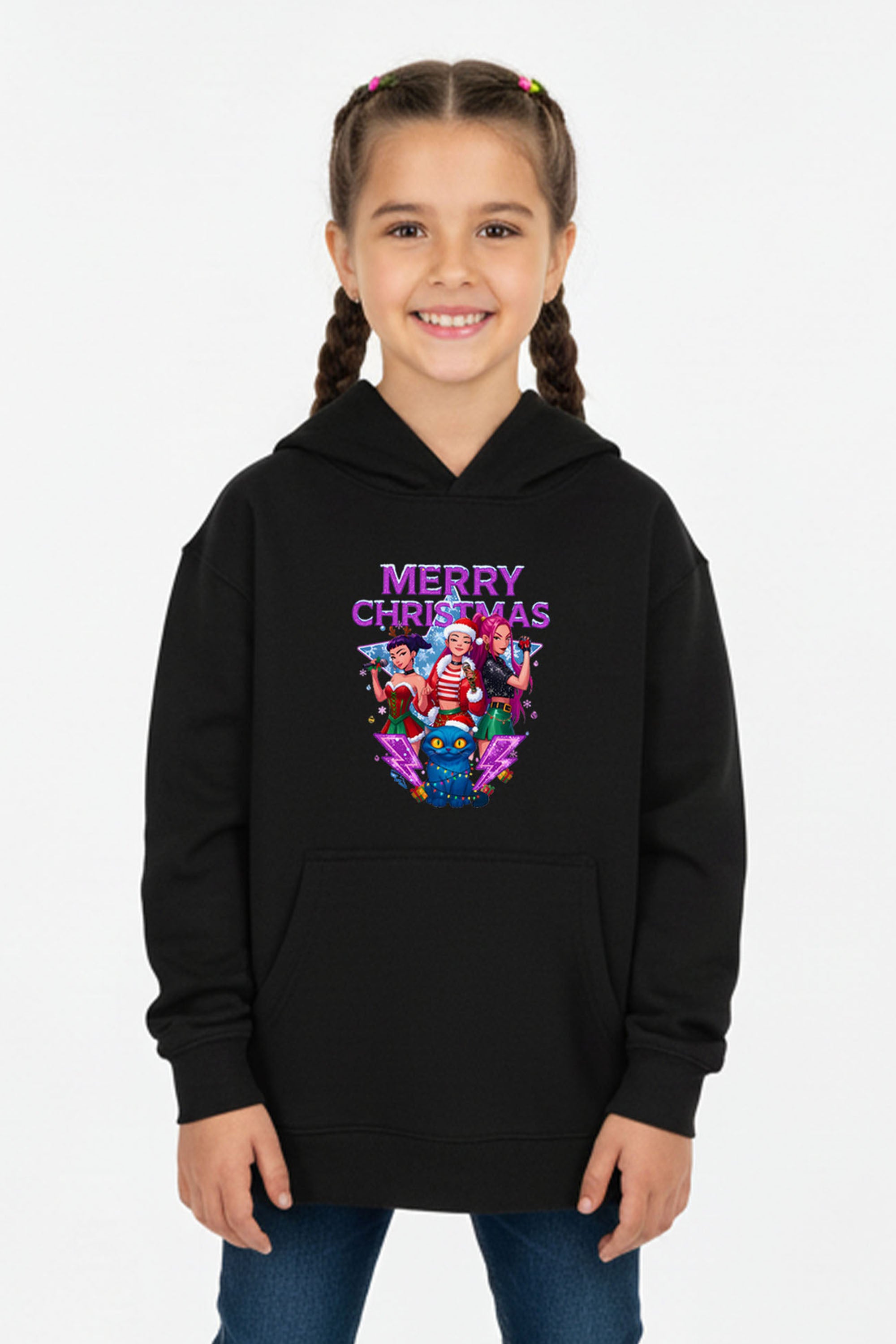 Kids Kpop Girls squad Christmas Printed Hoodie