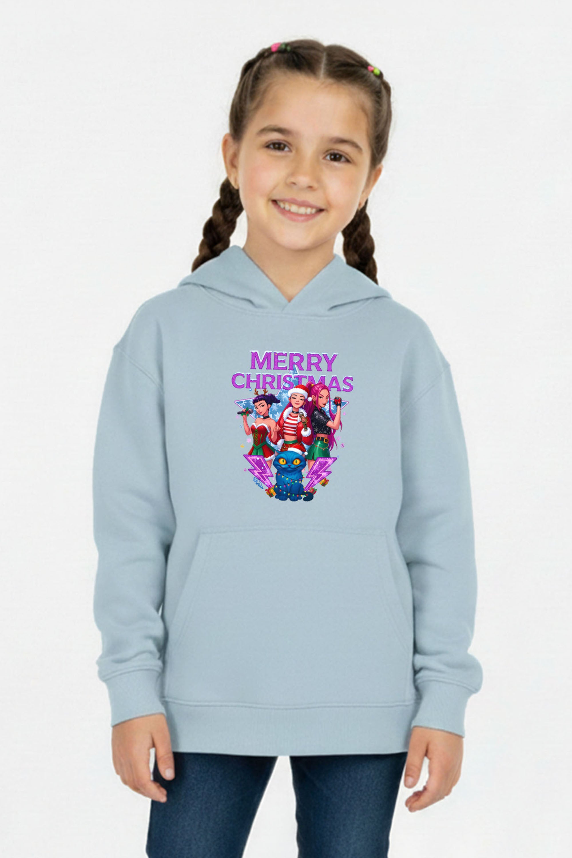 Kids Kpop Girls squad Christmas Printed Hoodie