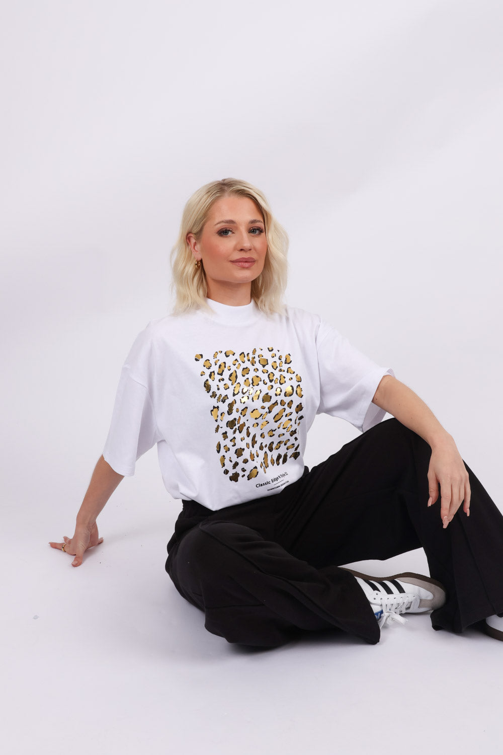 220GSM Oversize T-Shirt Leopard Foil Print