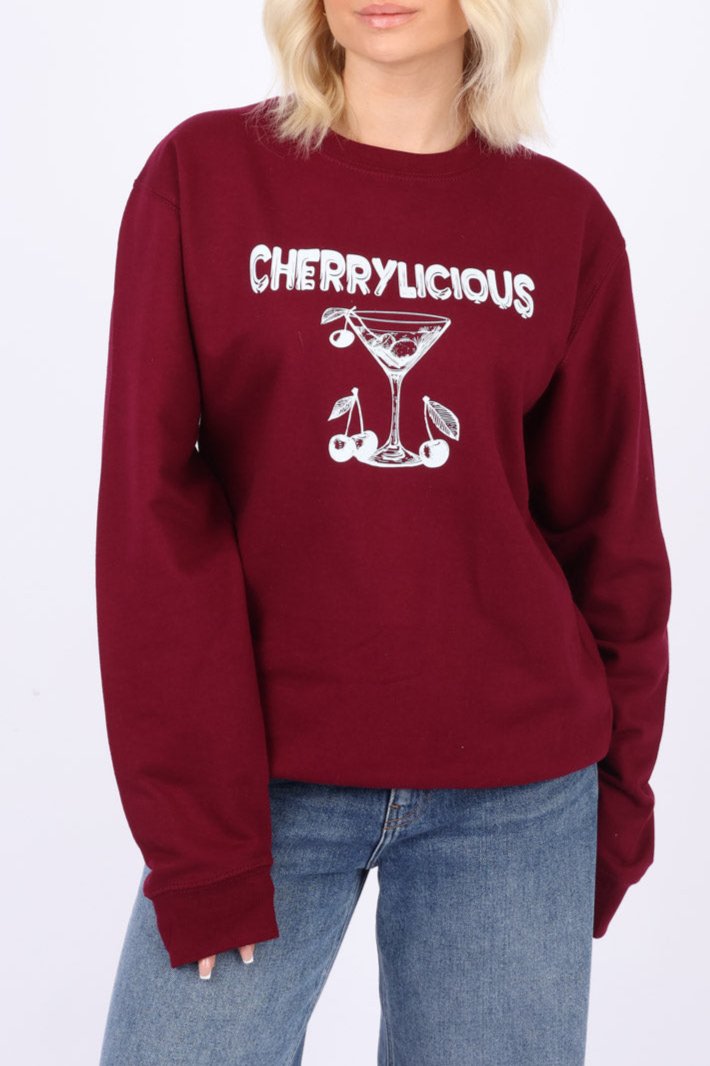 Cherrylicious Sweatshirt In Burgundy (Custom Pack)