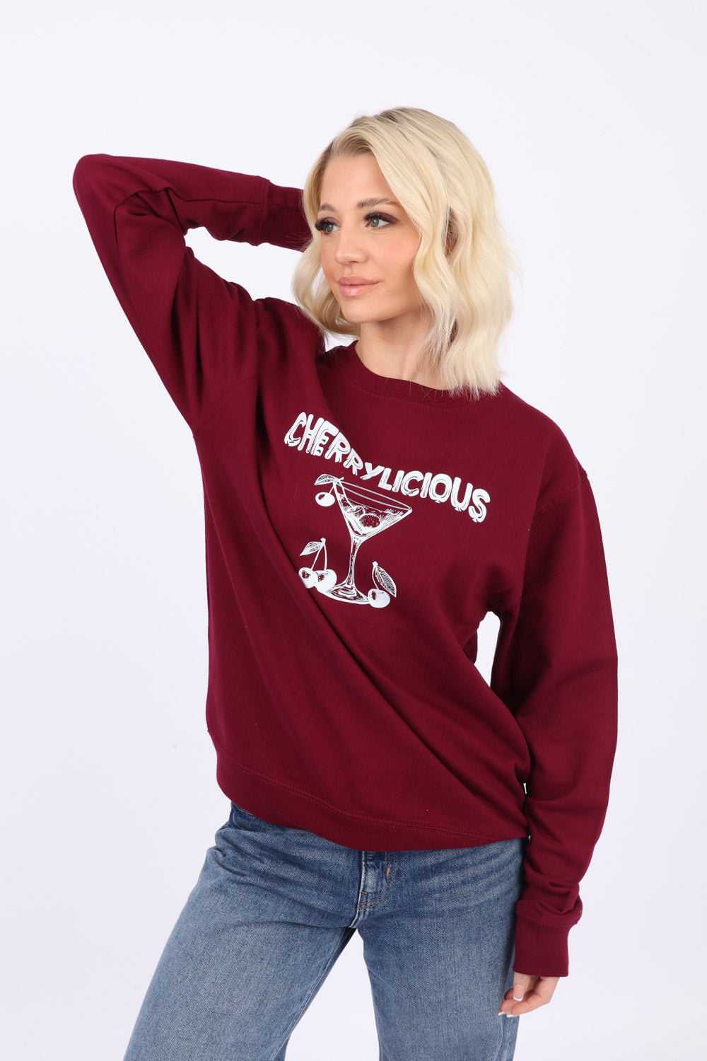 Cherrylicious Sweatshirt In Burgundy (Custom Pack)