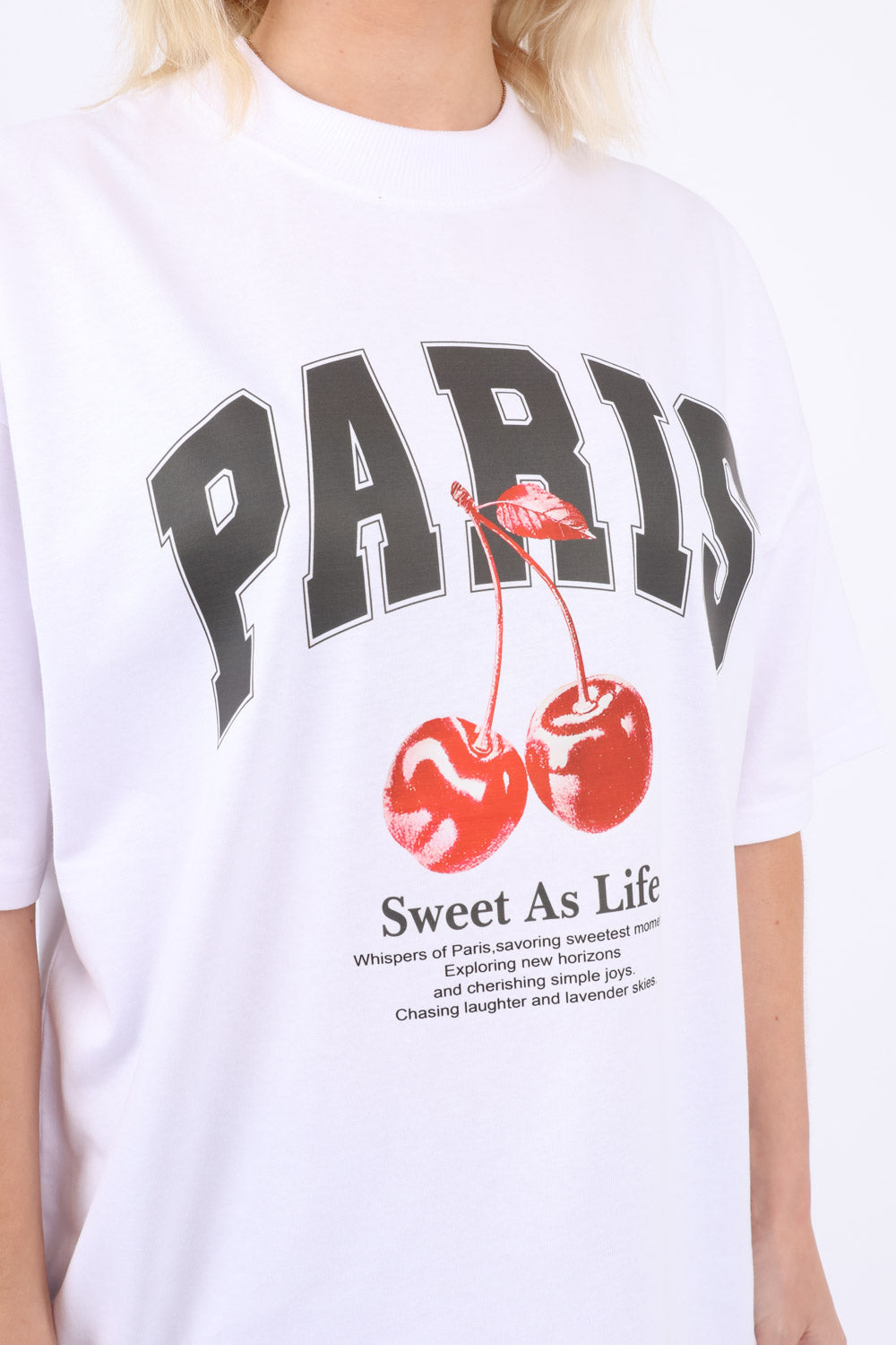 220GSM Oversize T-Shirt In Paris Cherry Print