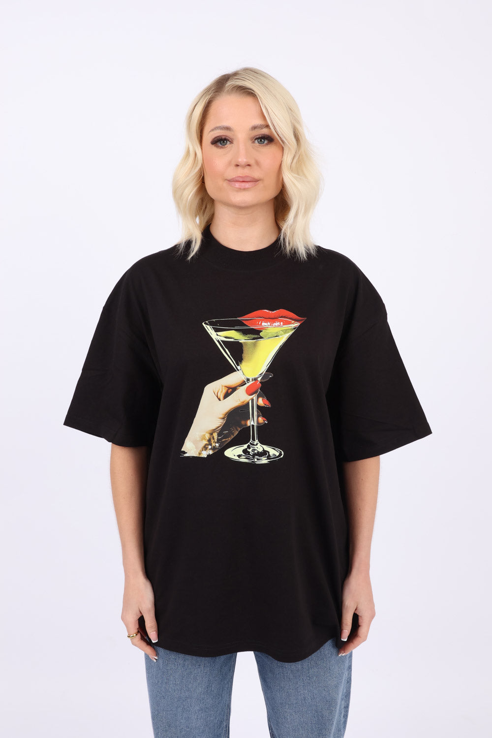 220GSM Oversize T-Shirt in Martini Kiss Print