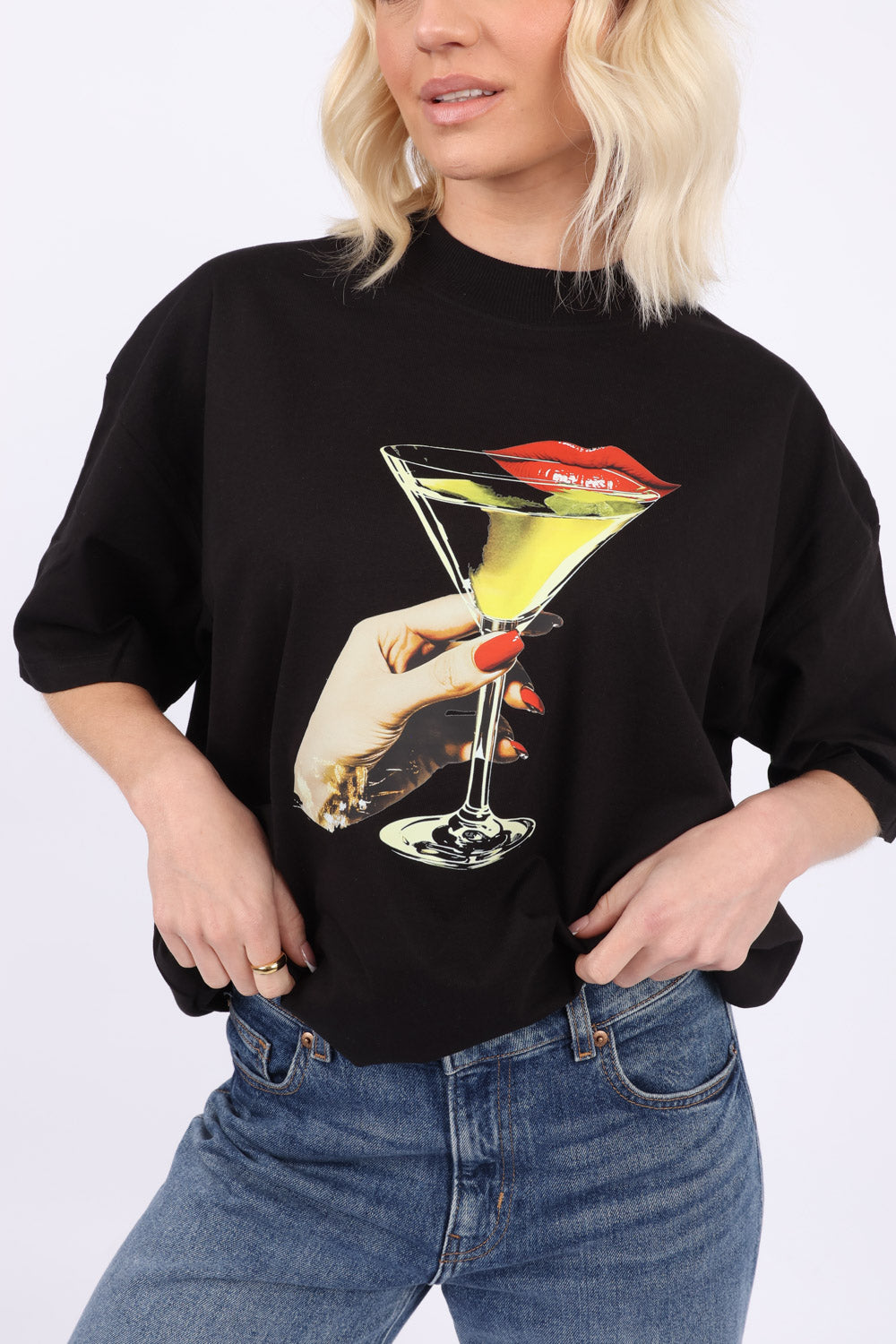 220GSM Oversize T-Shirt in Martini Kiss Print