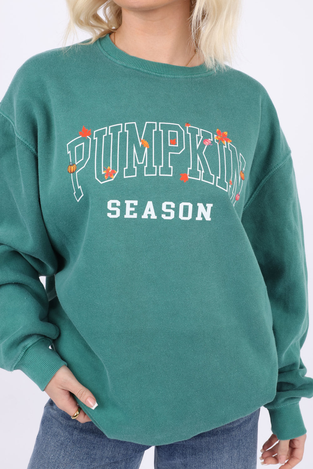 Washed Oversized Sweatshirt In Pumpkin Season Print (Pack of 4)