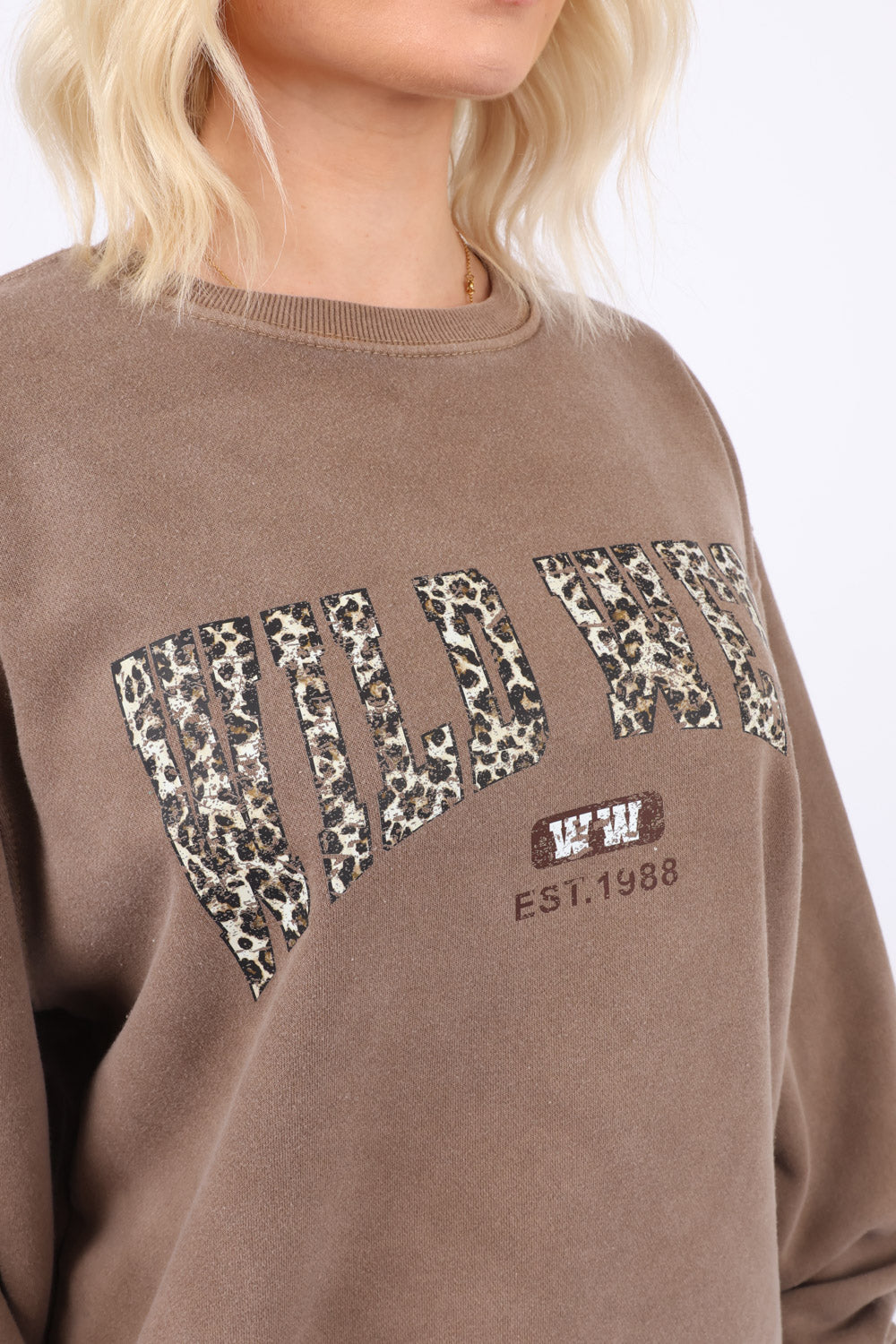 Washed Oversized Sweatshirt In Wild West Leopard Print (Pack of 4)