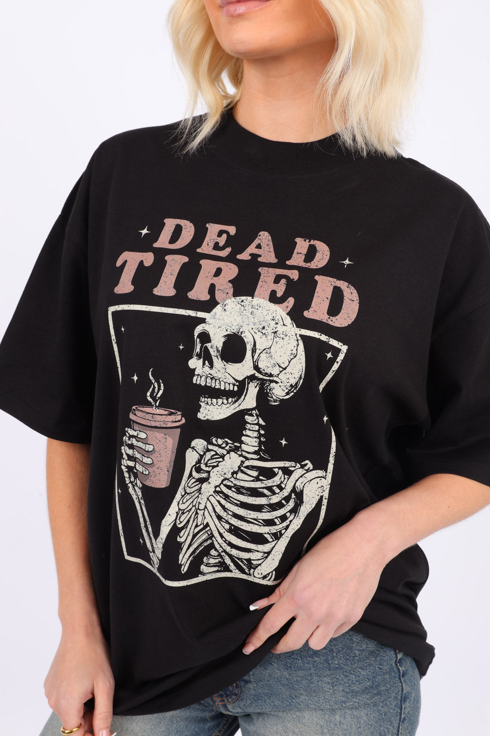 220GSM Oversize T-Shirt in Dead Tired Print