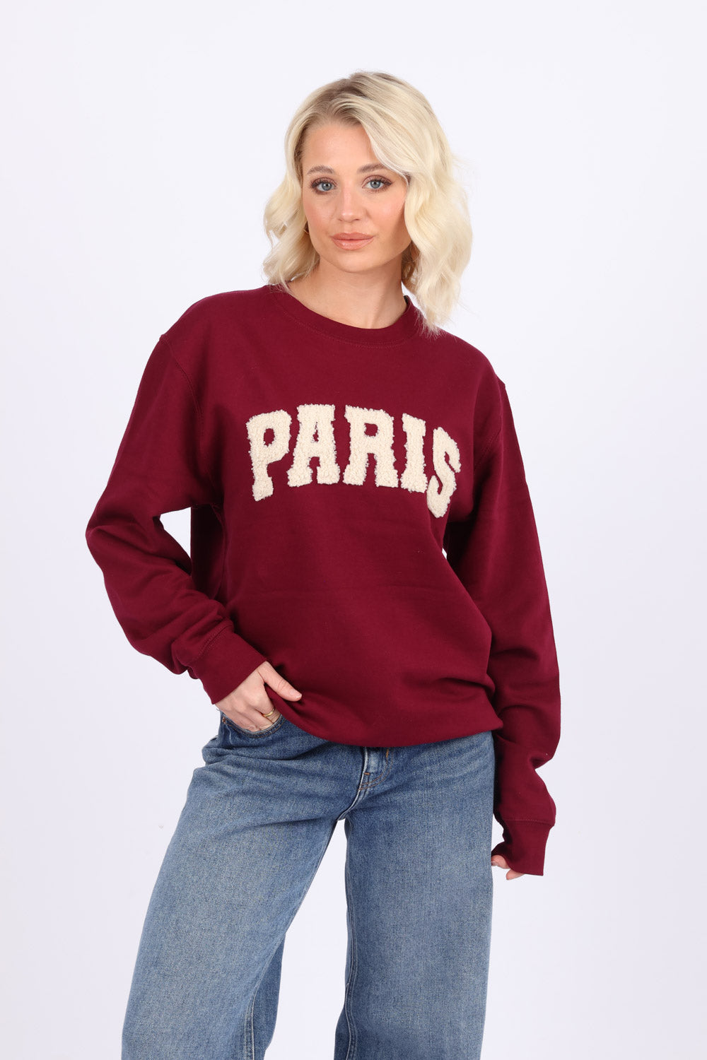 Paris Laser-Cut Bouclé Appliqué Sweatshirt