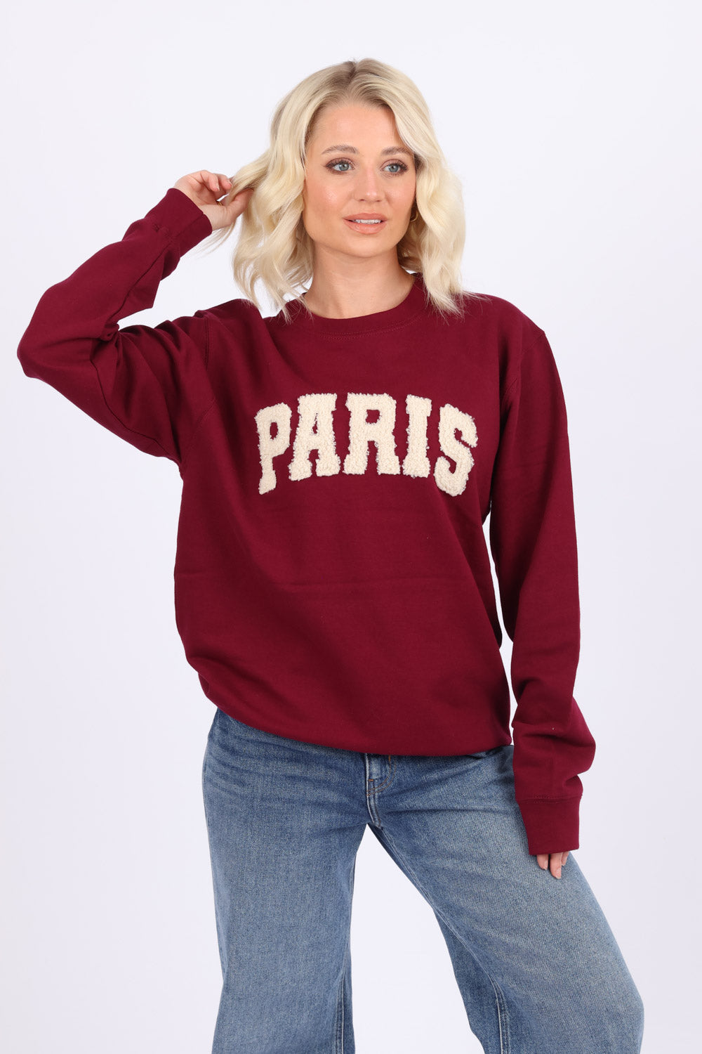 Paris Laser-Cut Bouclé Appliqué Sweatshirt