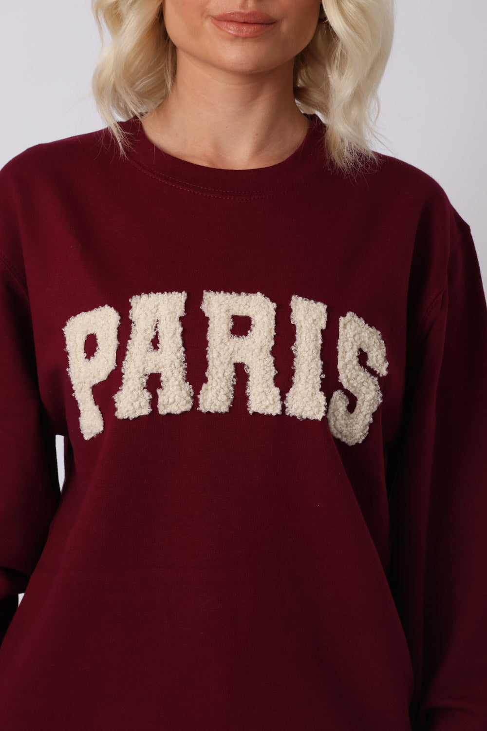 Paris Laser-Cut Bouclé Appliqué Sweatshirt