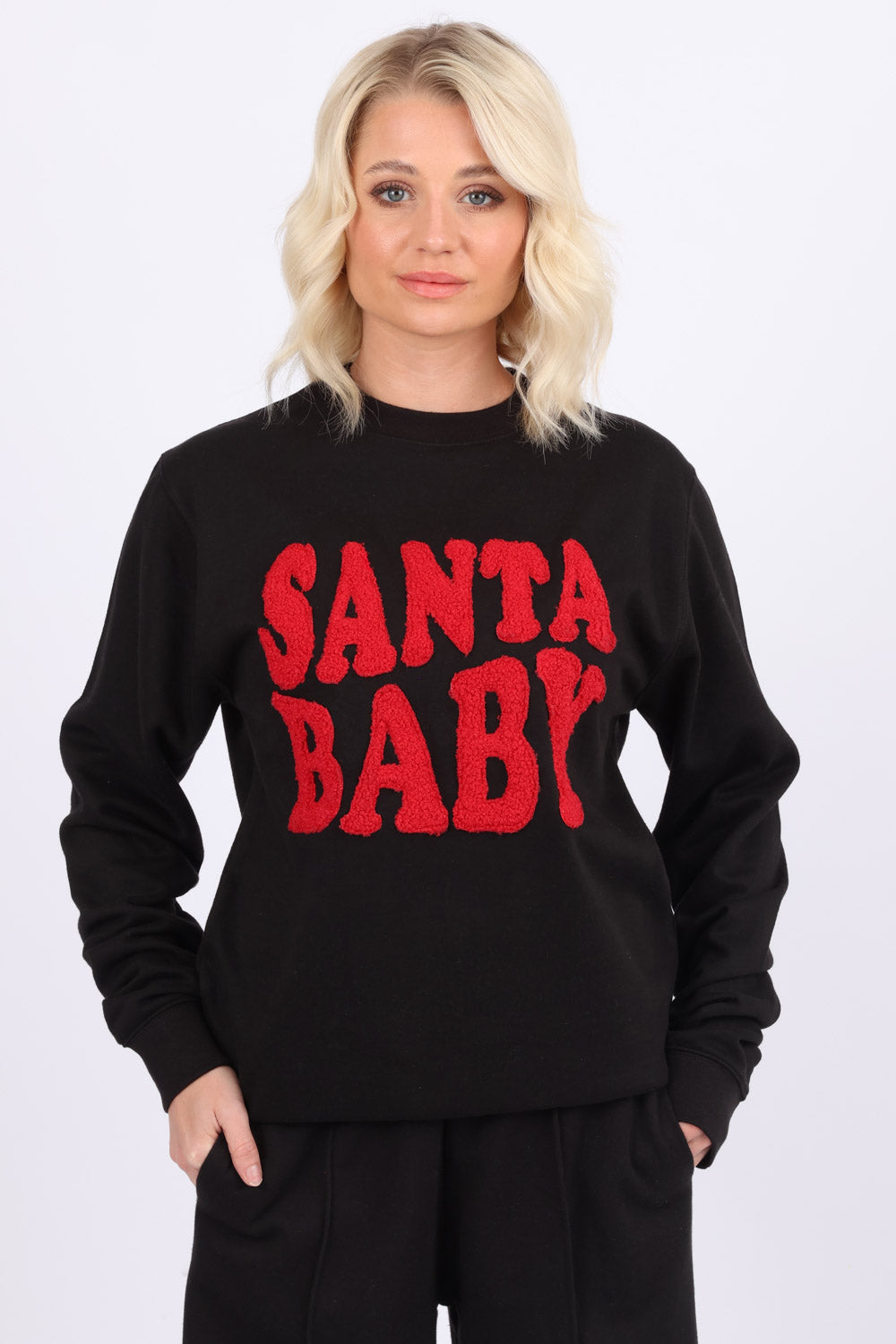 Santa Baby Laser-Cut Bouclé Appliqué Sweatshirt (Pack of 6)| Christmas Jumper