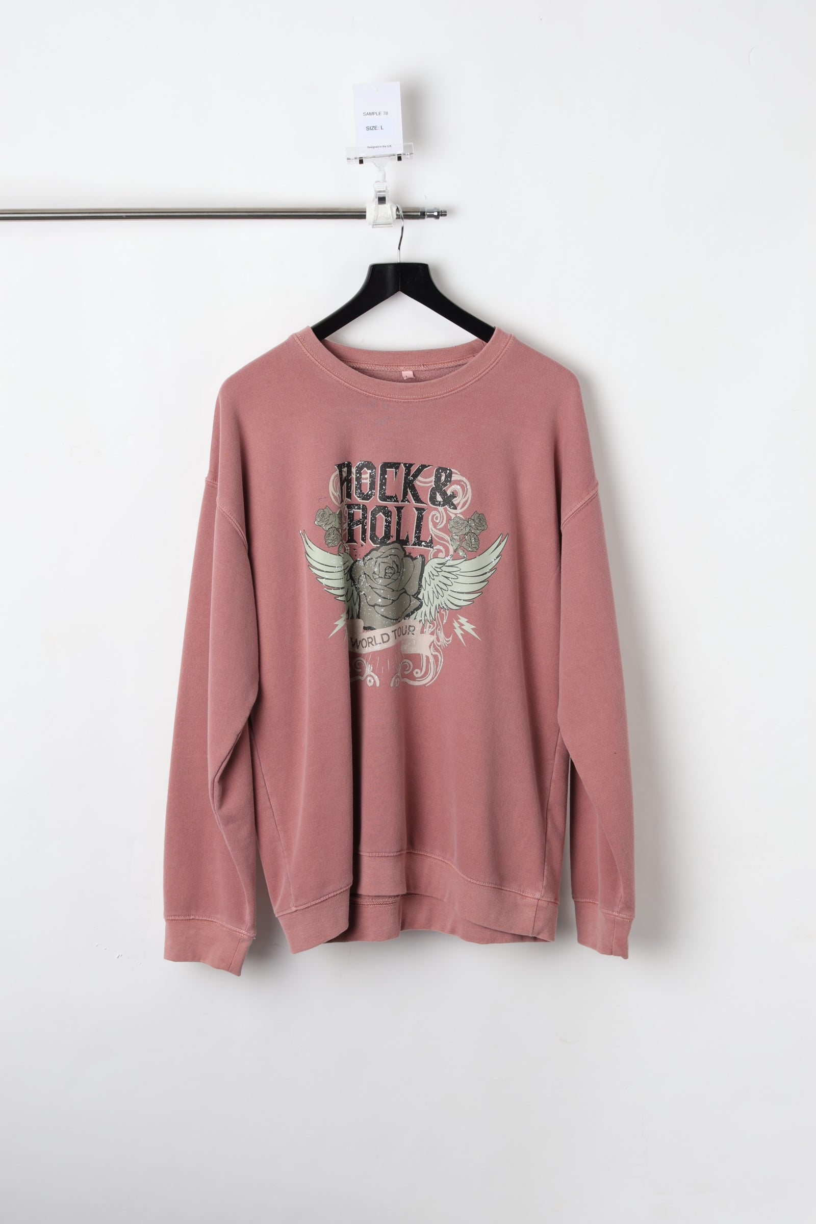 Rock & Roll Vintage Burgundy Washed Sweatshirt (Size L) - Sample
