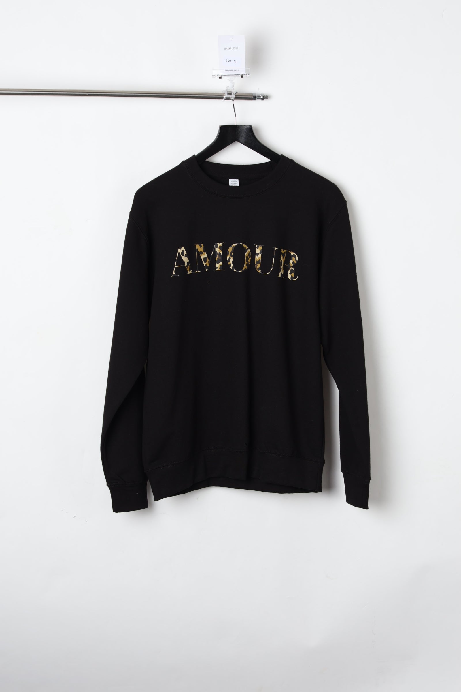 Amour Leopard Graphic Printed Black Sweatshirt (Size M) – Sample