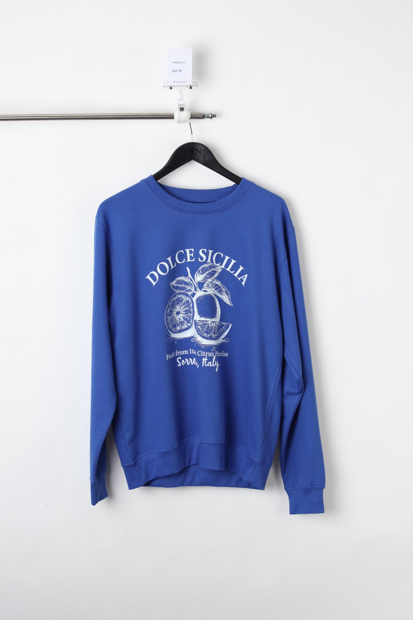 Dolce Sicilia Graphic Printed Royal Blue Sweatshirt (Size M) – Sample