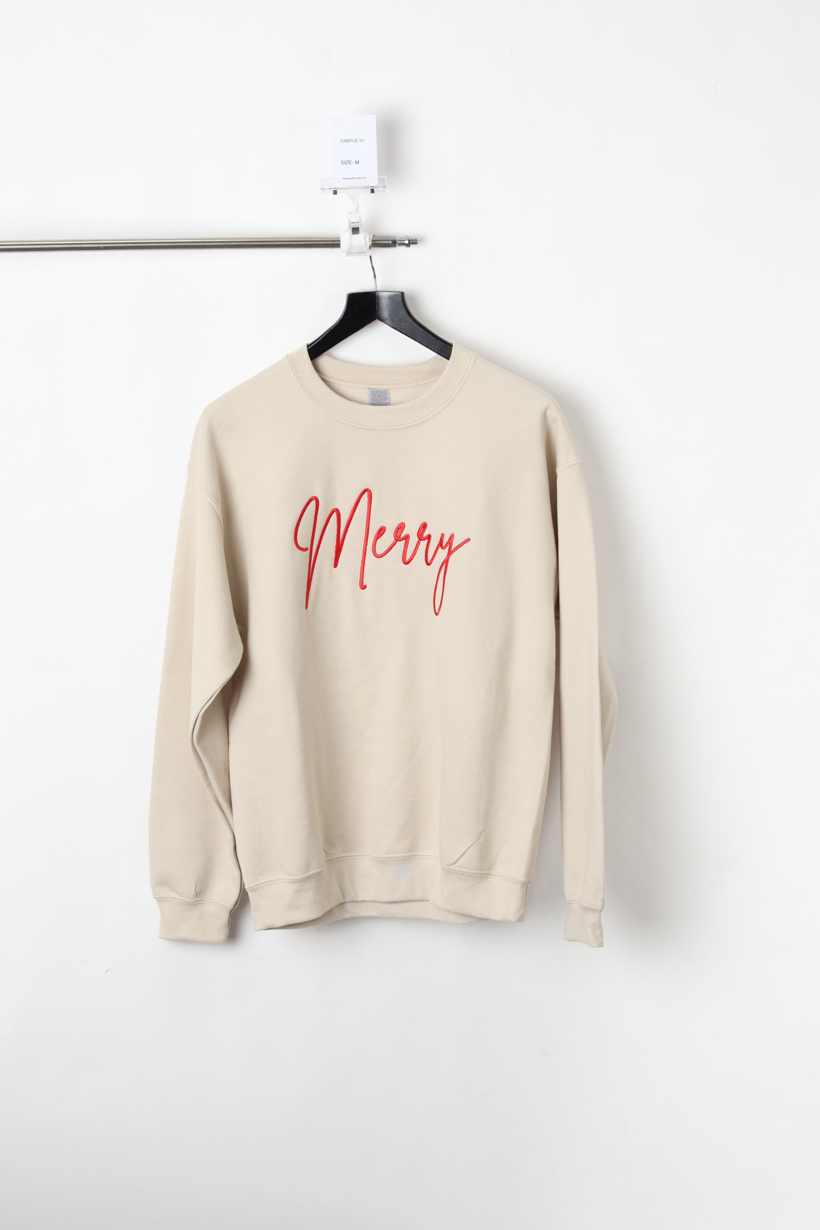 Merry Embroidered Natural Stone Sweatshirt (Size M) – Sample