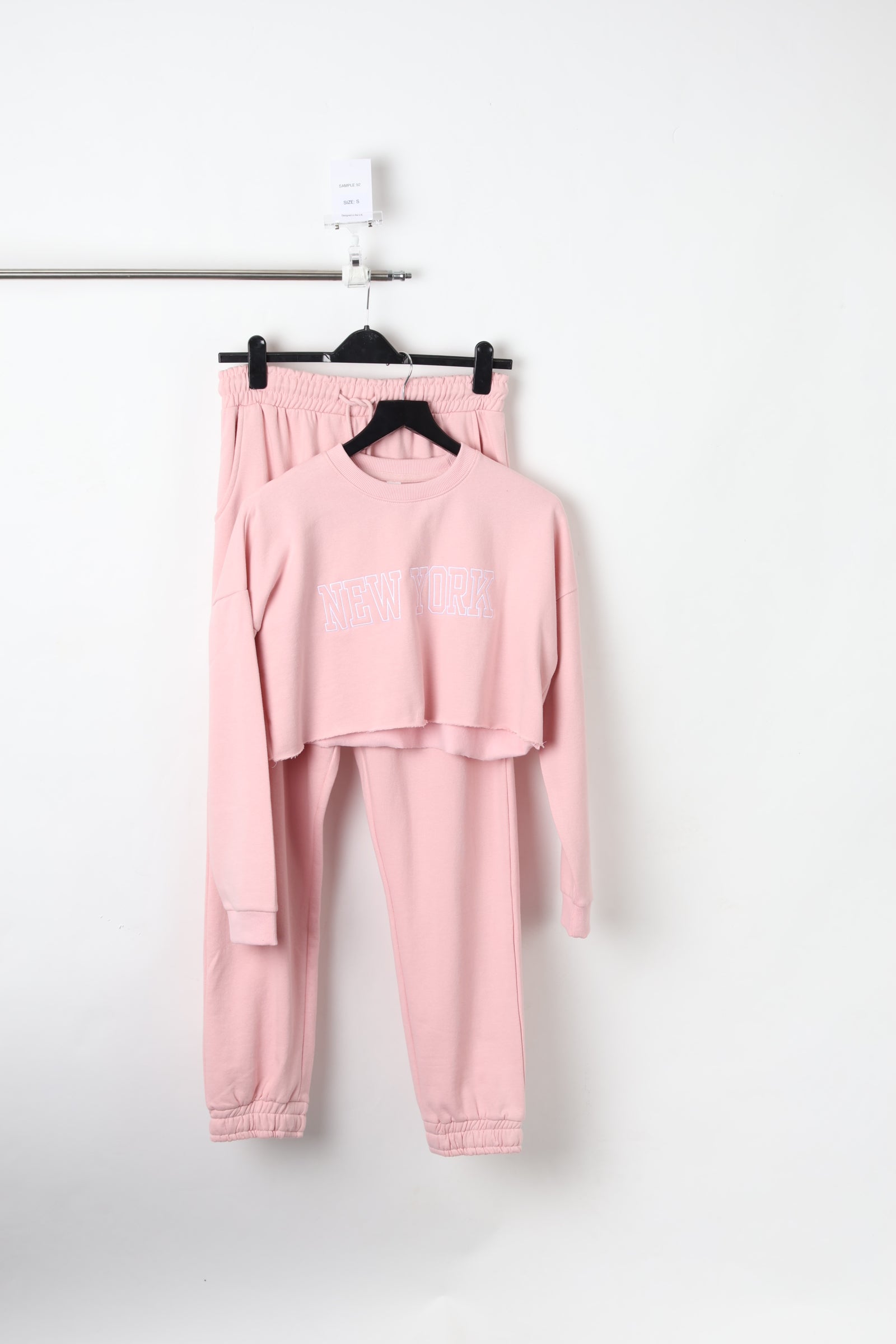 New York Embroidered Baby Pink Co-ord Set (Size S) – Sample