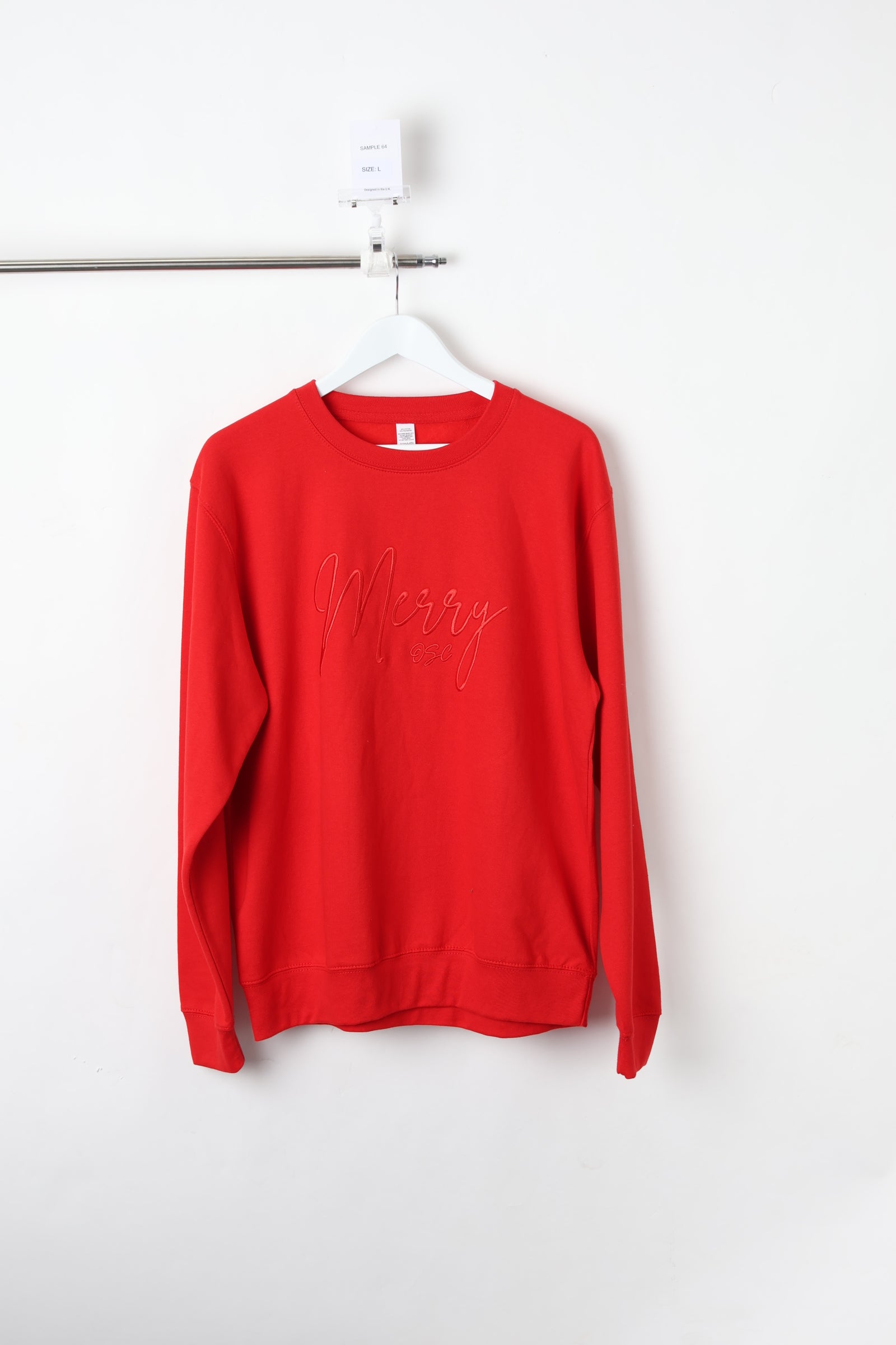 Merry Embroidered Red Sweatshirt (Size L) – Sample