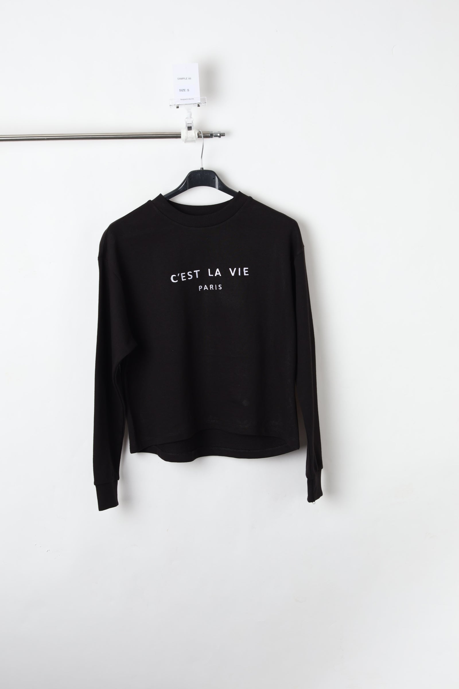C'est La Vie Embroidered Black Sweatshirt (Size S) – Sample