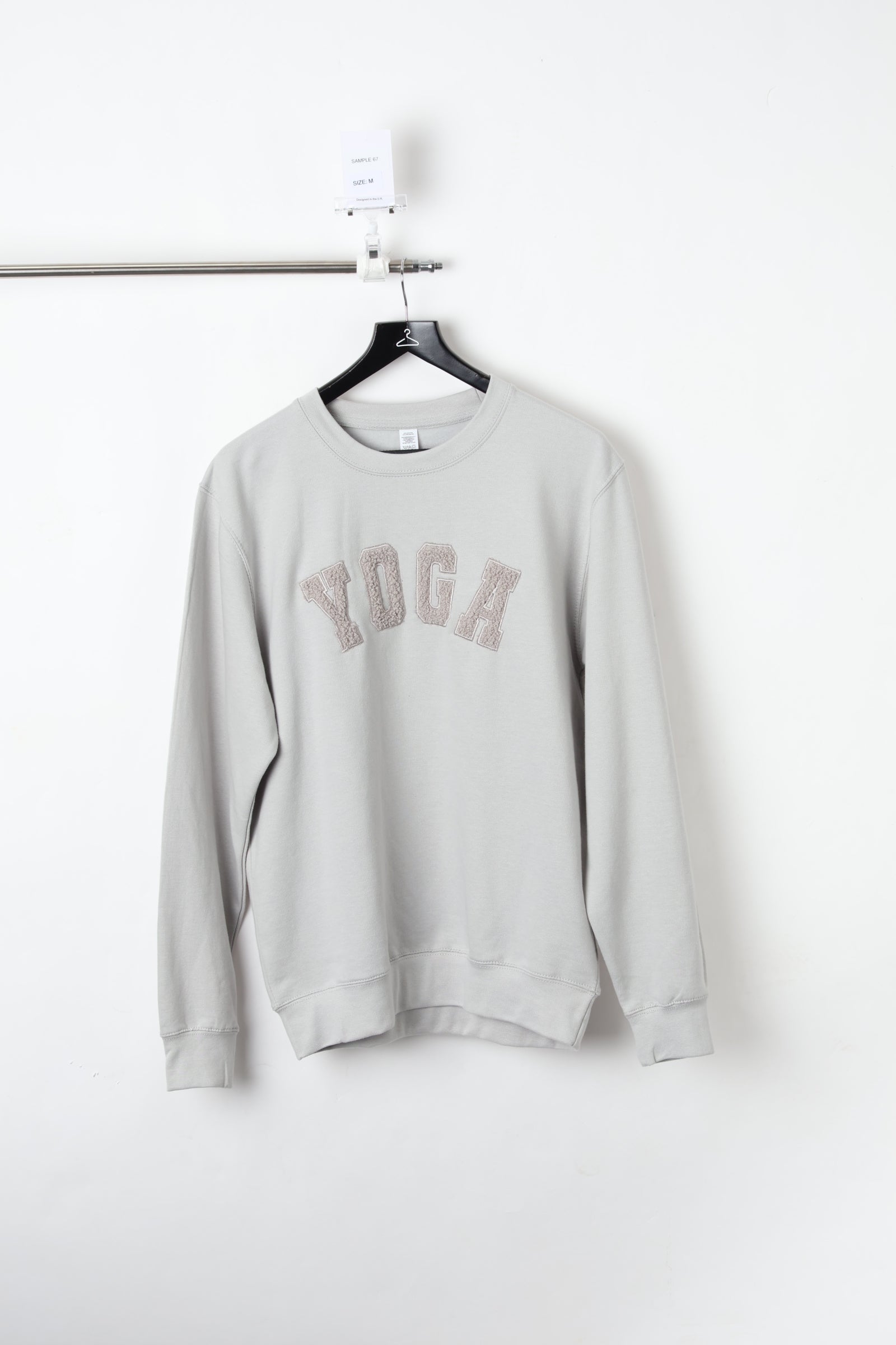 Yoga Laser-Cut Bouclé Appliqué Natural Stone Sweatshirt (Size M) – Sample