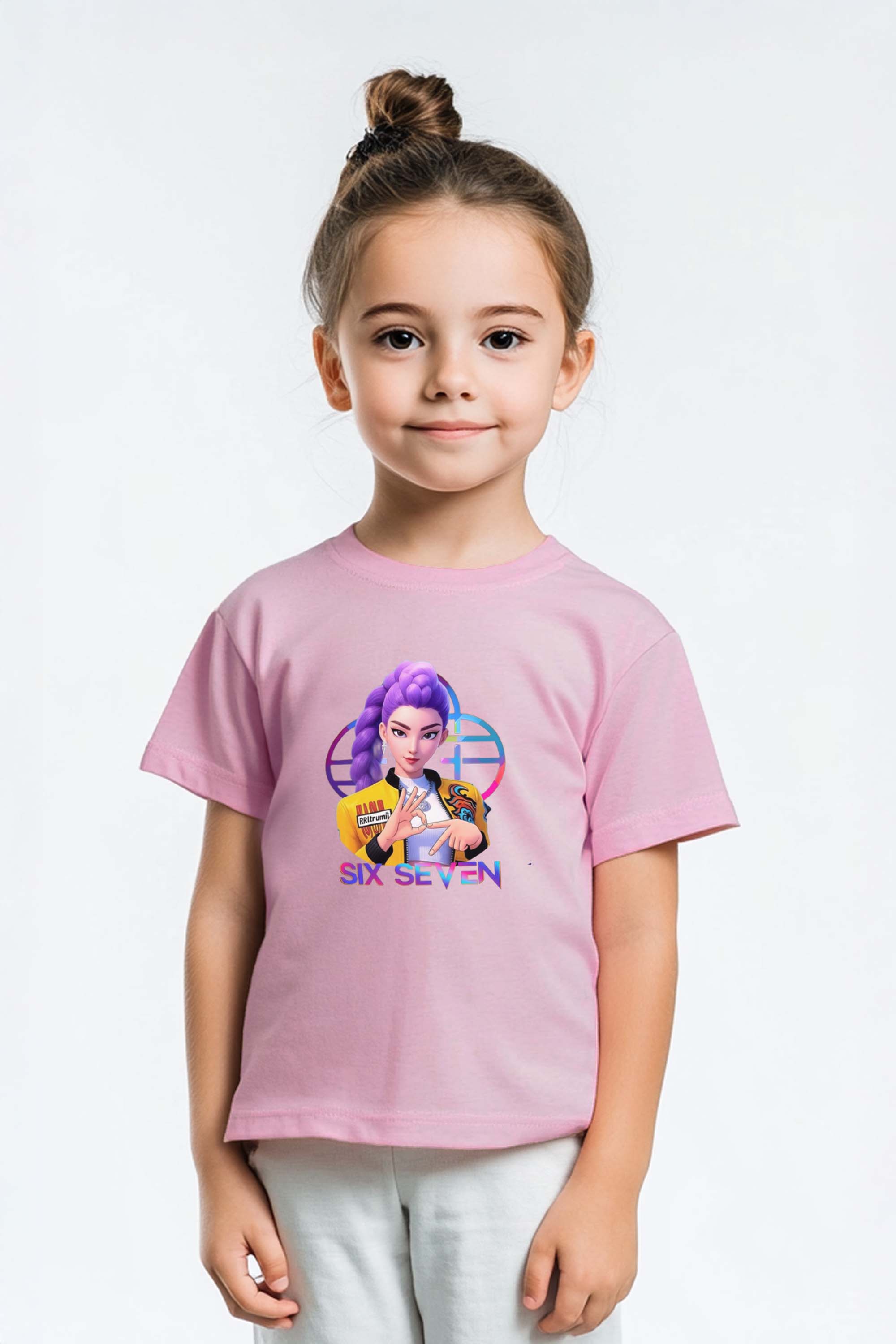 Kids K-Pop Rumi Six Seven Graphic Printed T-Shirt