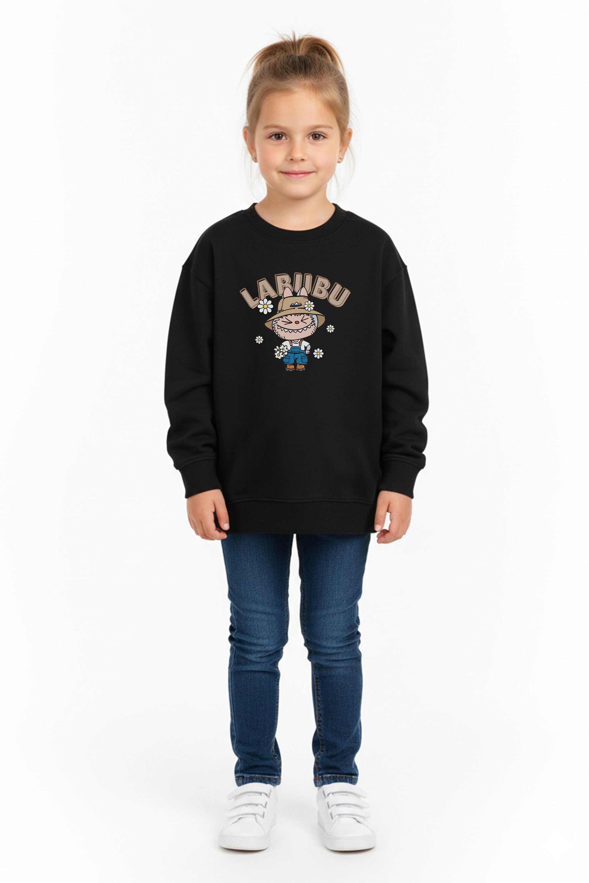 Kids Labubu Daisy Farmer Printed Sweatshirt