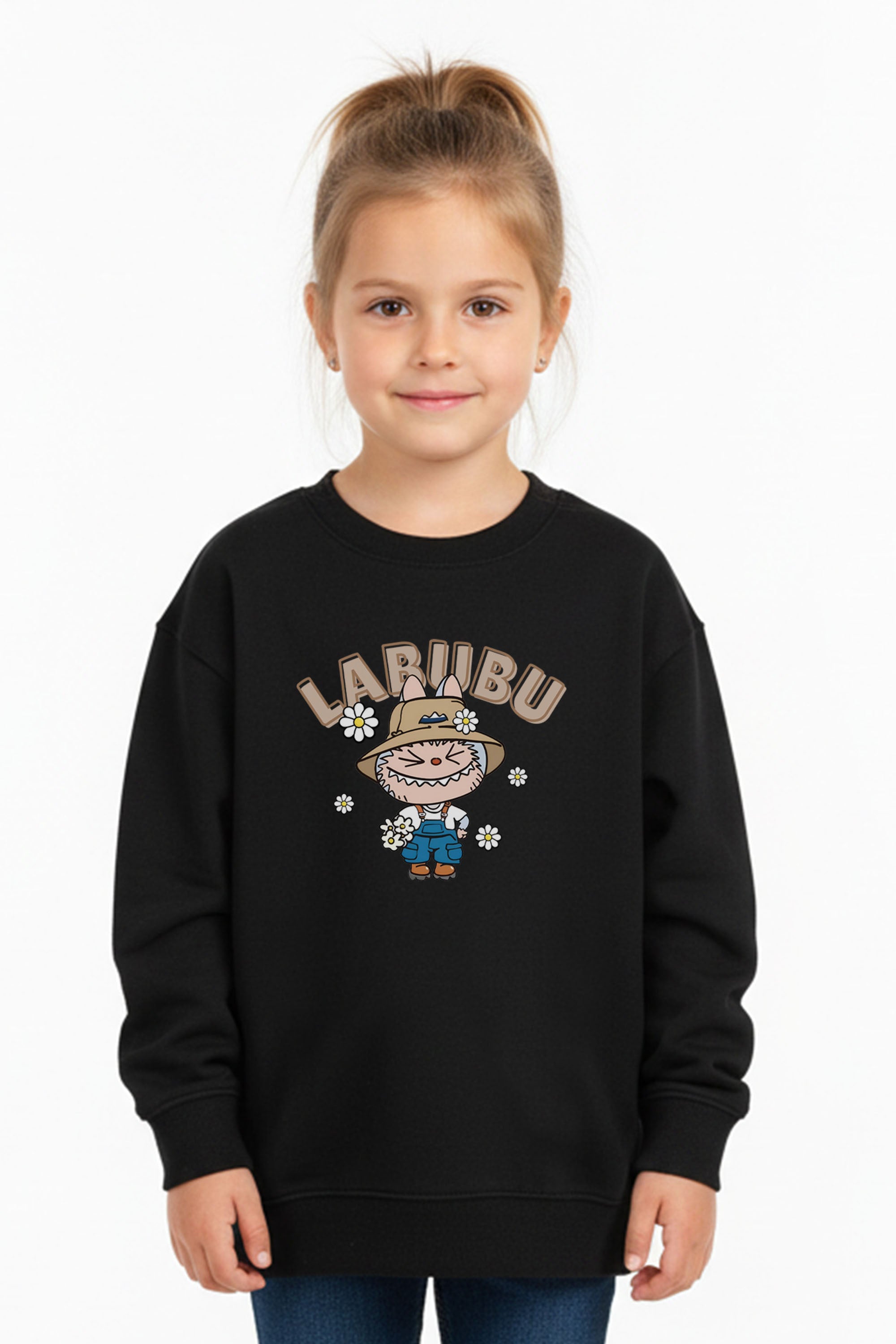Kids Labubu Daisy Farmer Printed Sweatshirt