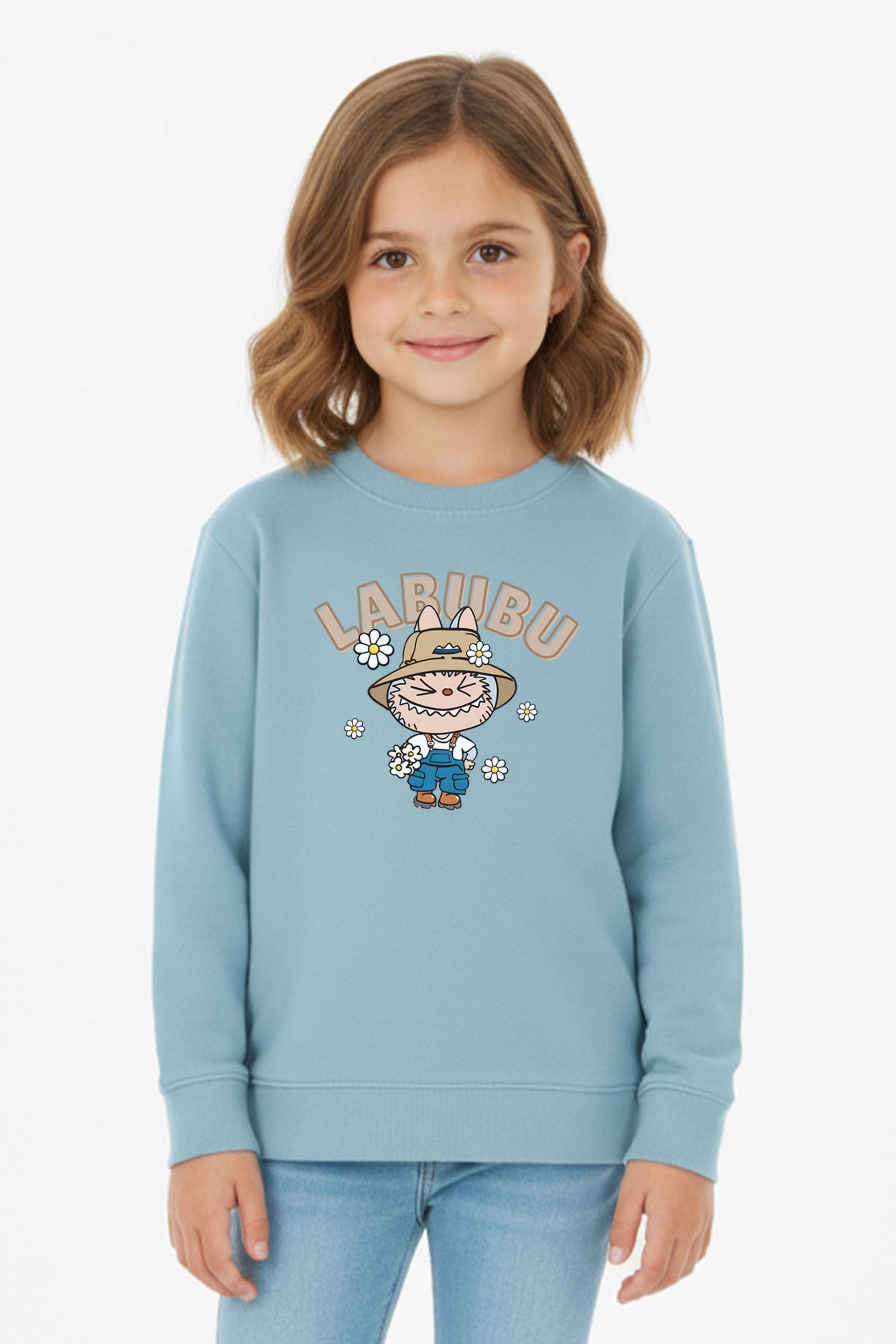 Kids Labubu Daisy Farmer Printed Sweatshirt