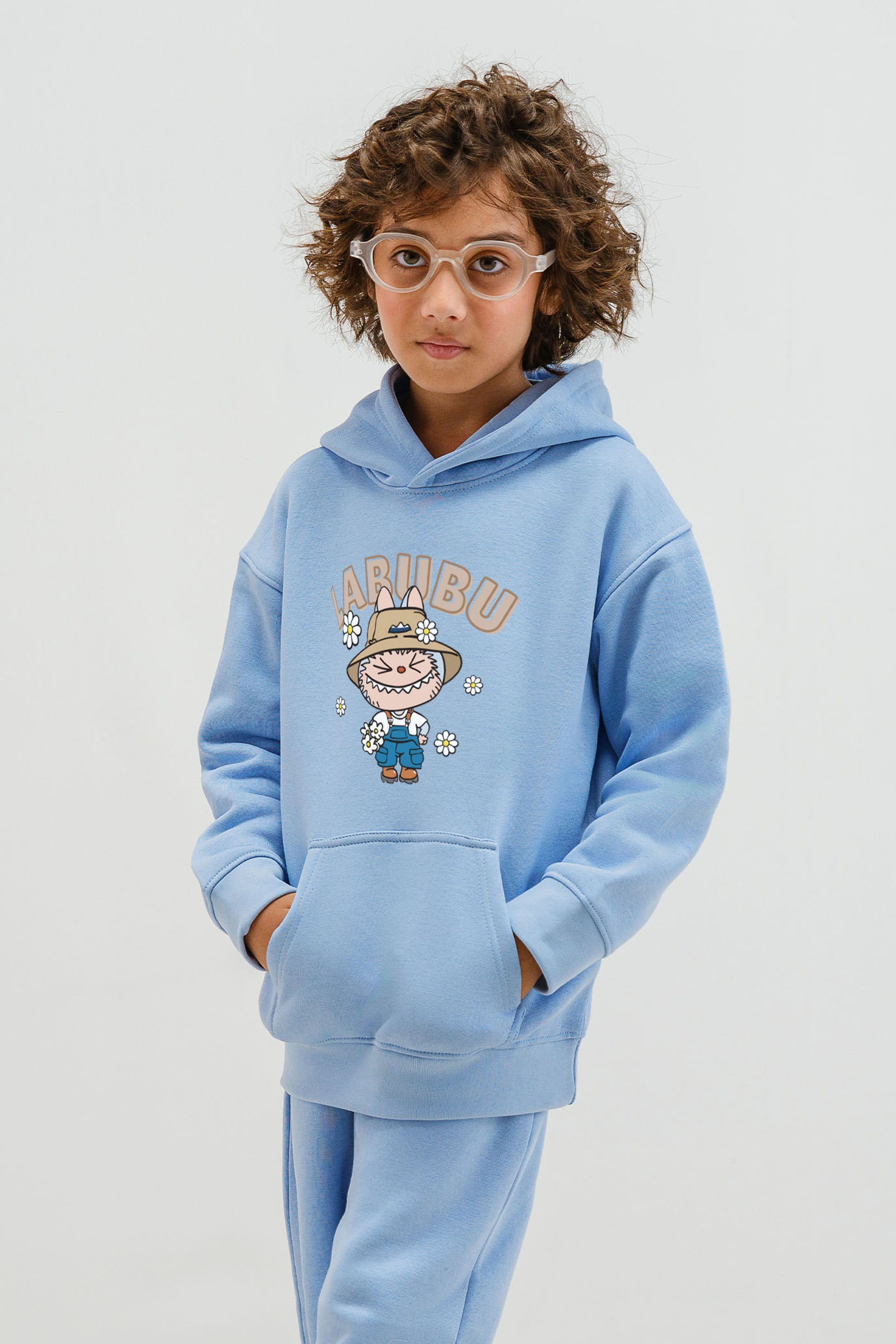 Kids Labubu Daisy Farmer Printed Hoodie & Joggers set (Pack of 5)