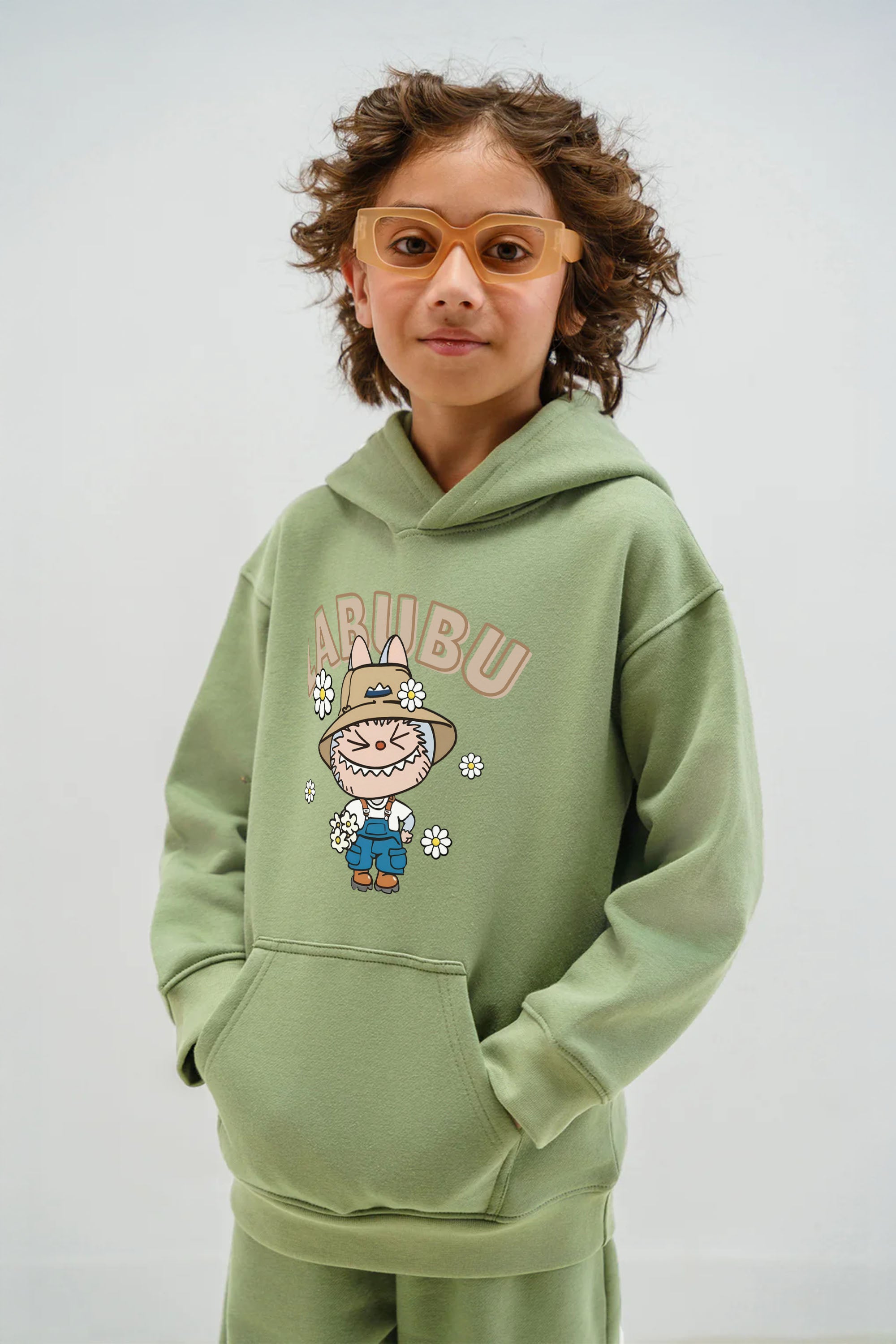 Kids Labubu Daisy Farmer Printed Hoodie & Joggers set (Pack of 5)