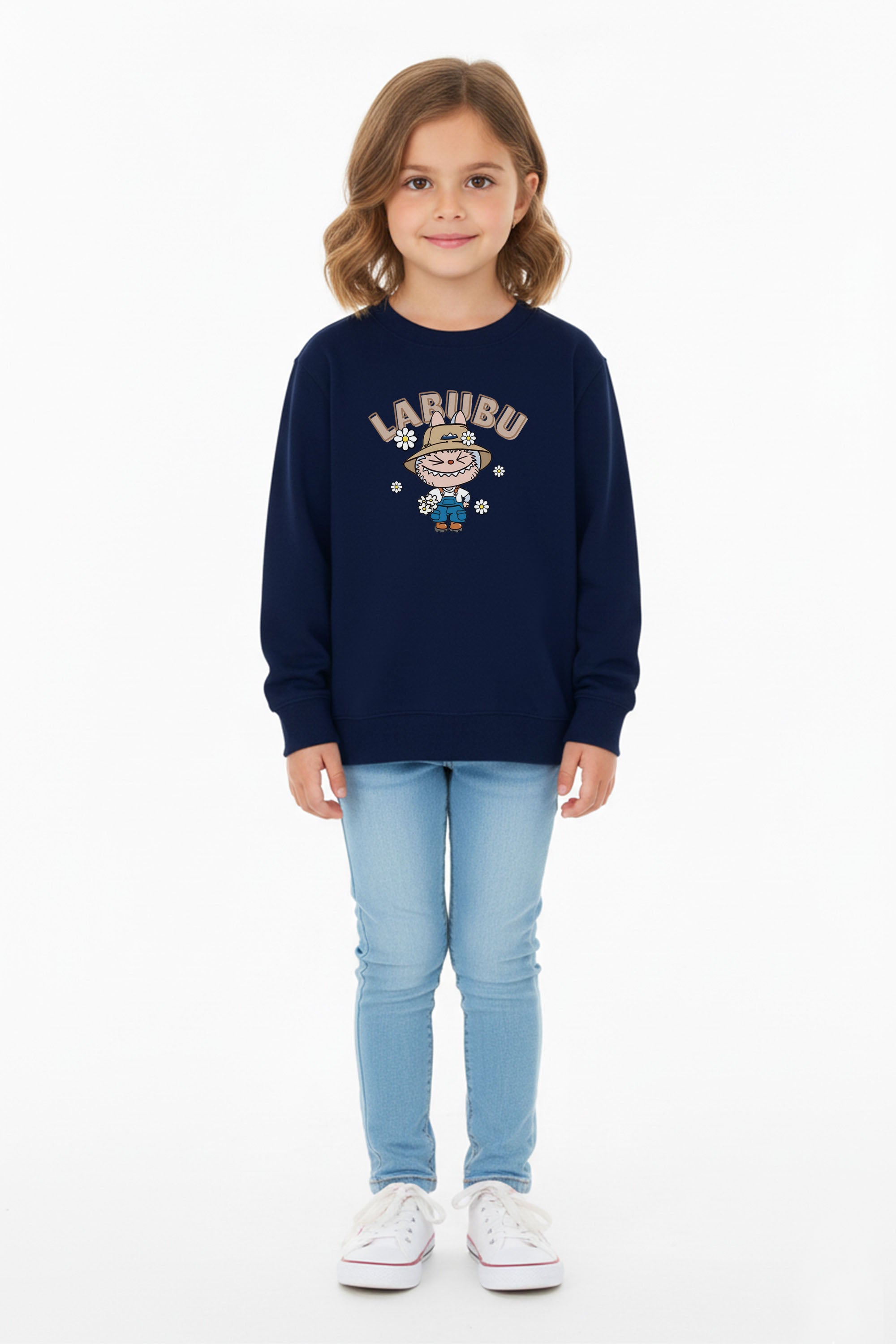 Kids Labubu Daisy Farmer Printed Sweatshirt