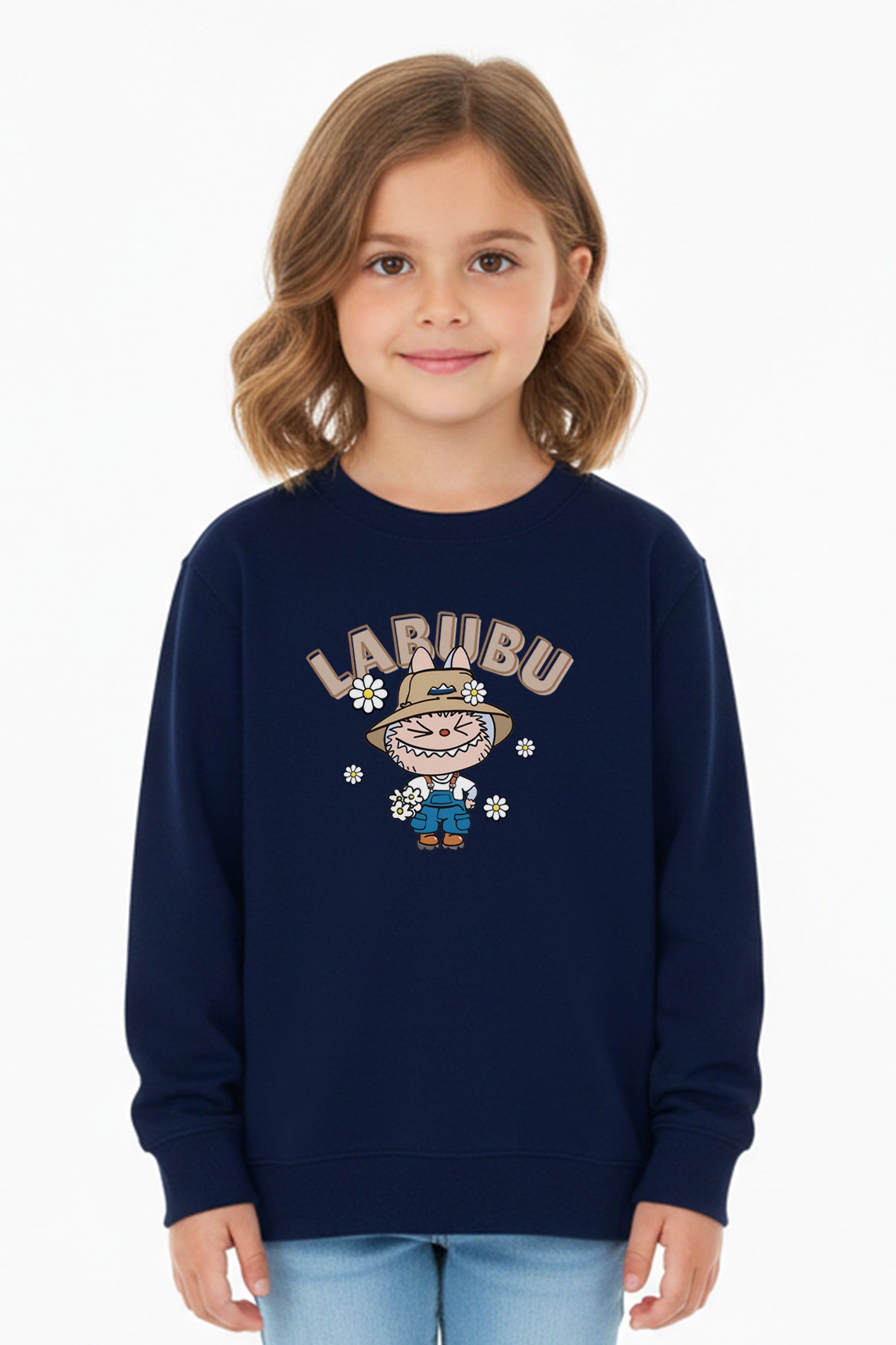 Kids Labubu Daisy Farmer Printed Sweatshirt
