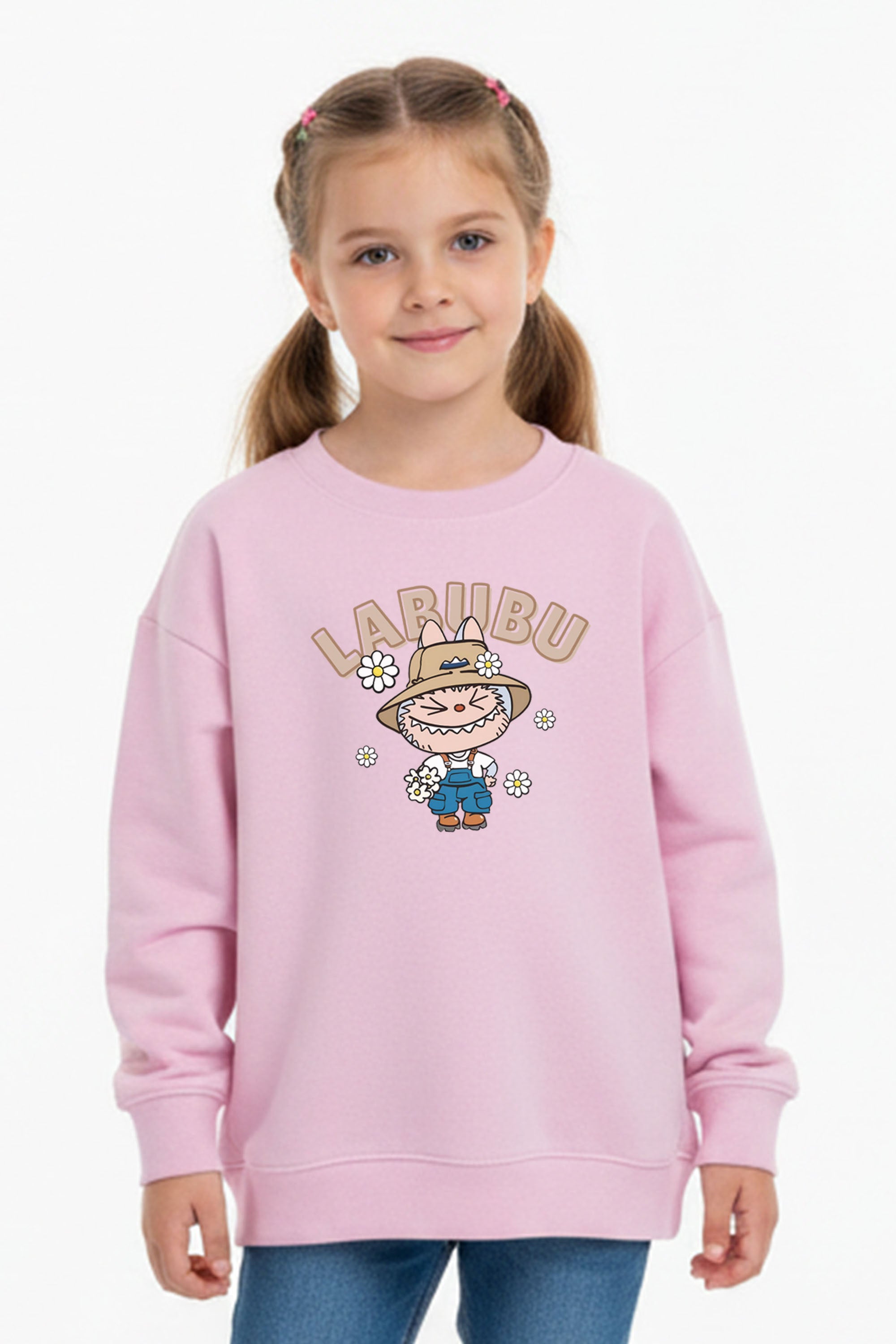Kids Labubu Daisy Farmer Printed Sweatshirt