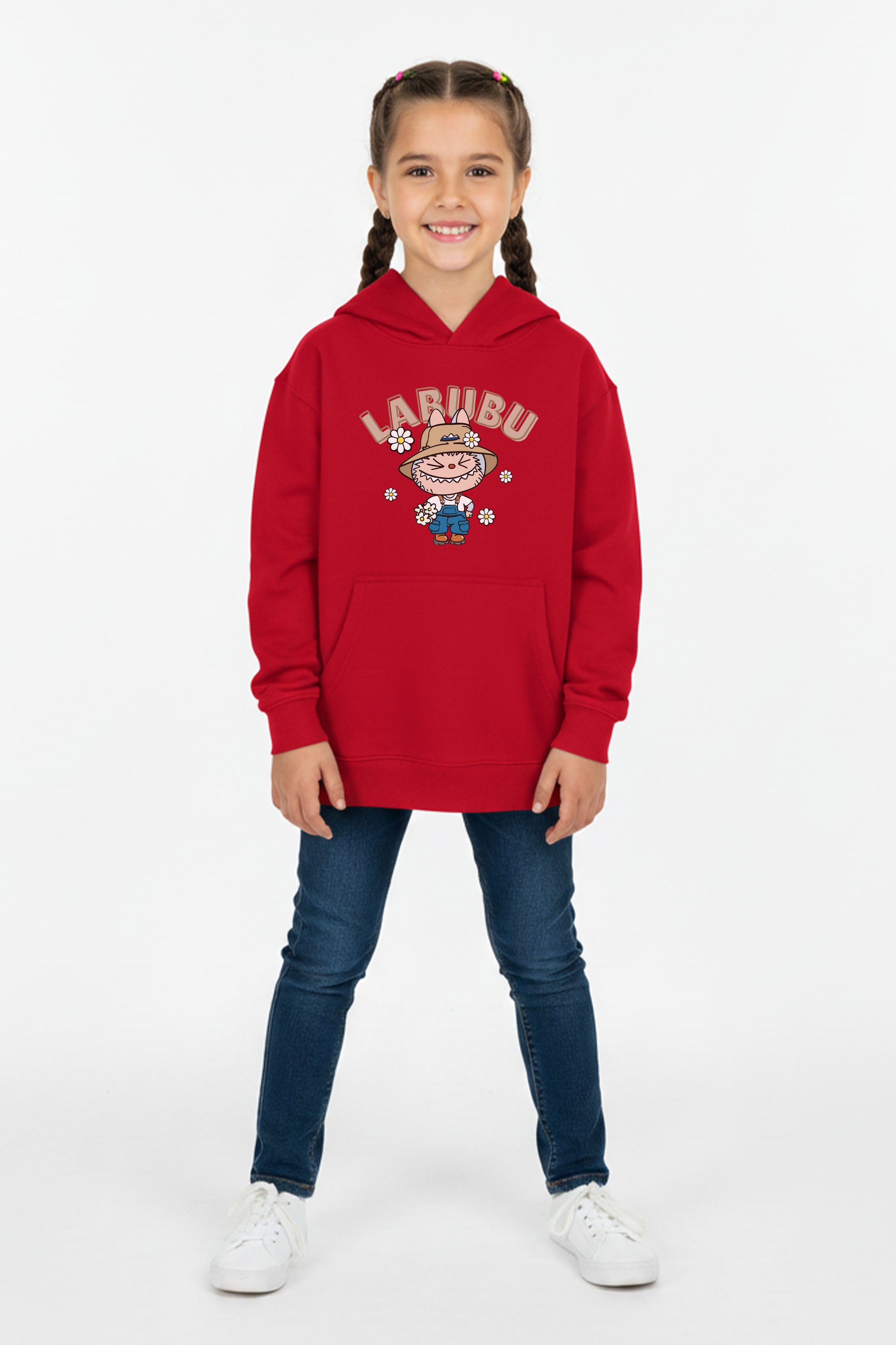 Kids Labubu Daisy Farmer Printed Hoodie