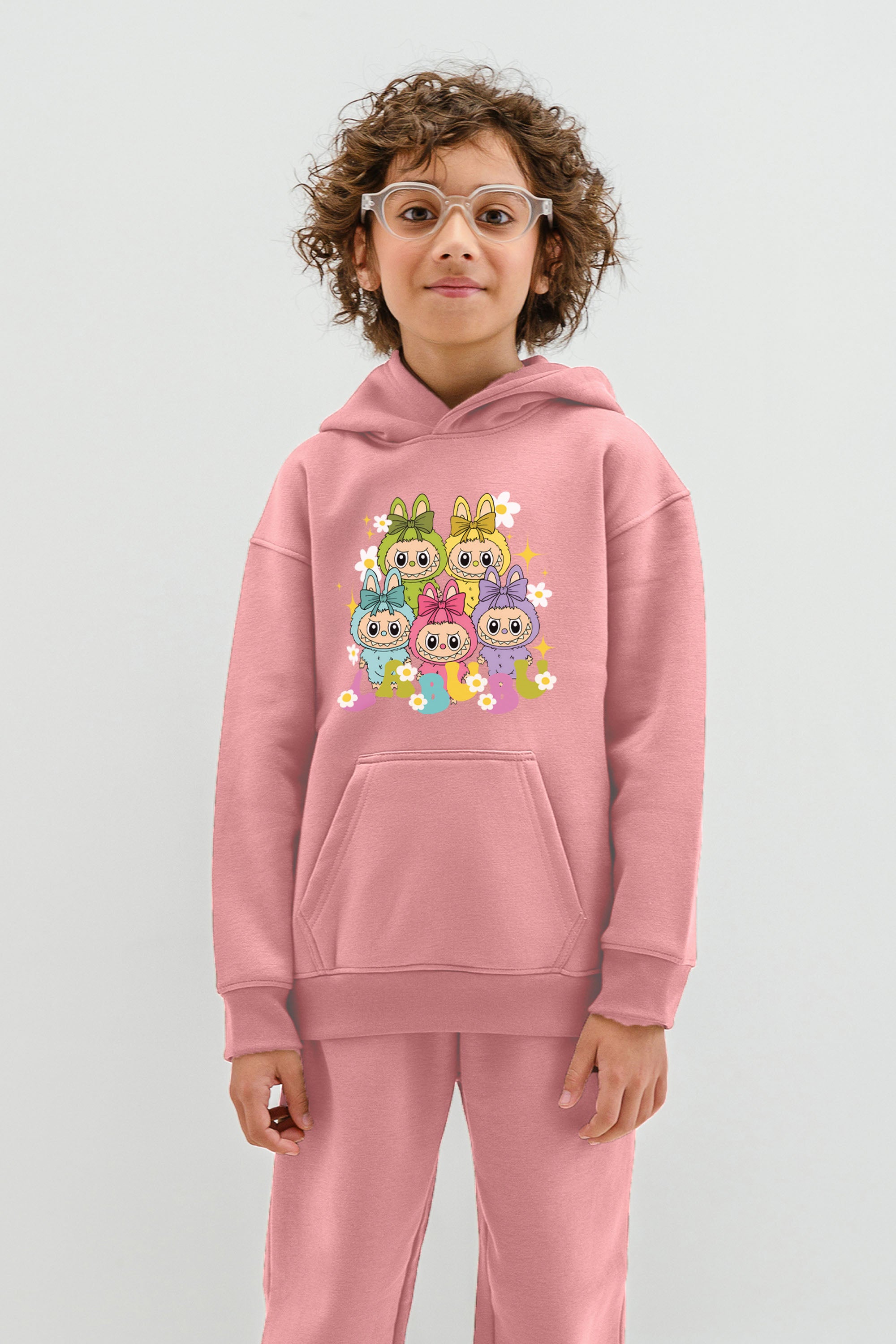 Kids Labubu Daisy Squad Printed Hoodie & Joggers set (Pack of 5)