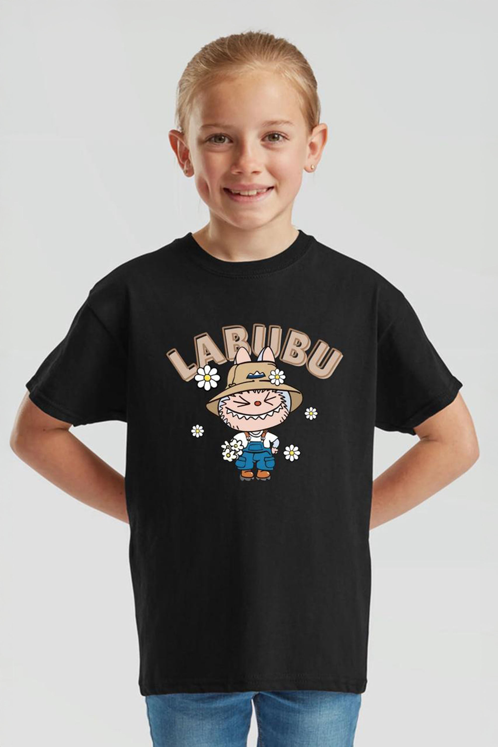 Kids Labubu Daisy Farmer Printed T-Shirt